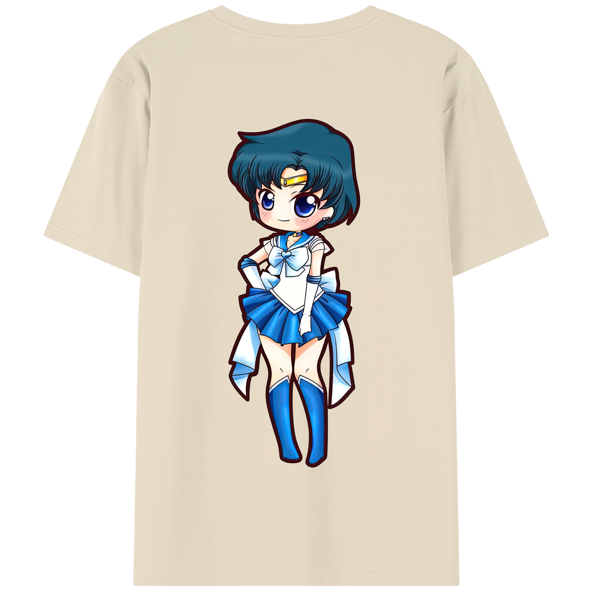 （画像用） 美少女戦士セーラームーン 水野 亜美 みずの あみ Sailor Moon Mizuno Ami 綿100％半袖Tシャツ（背面プリント）
