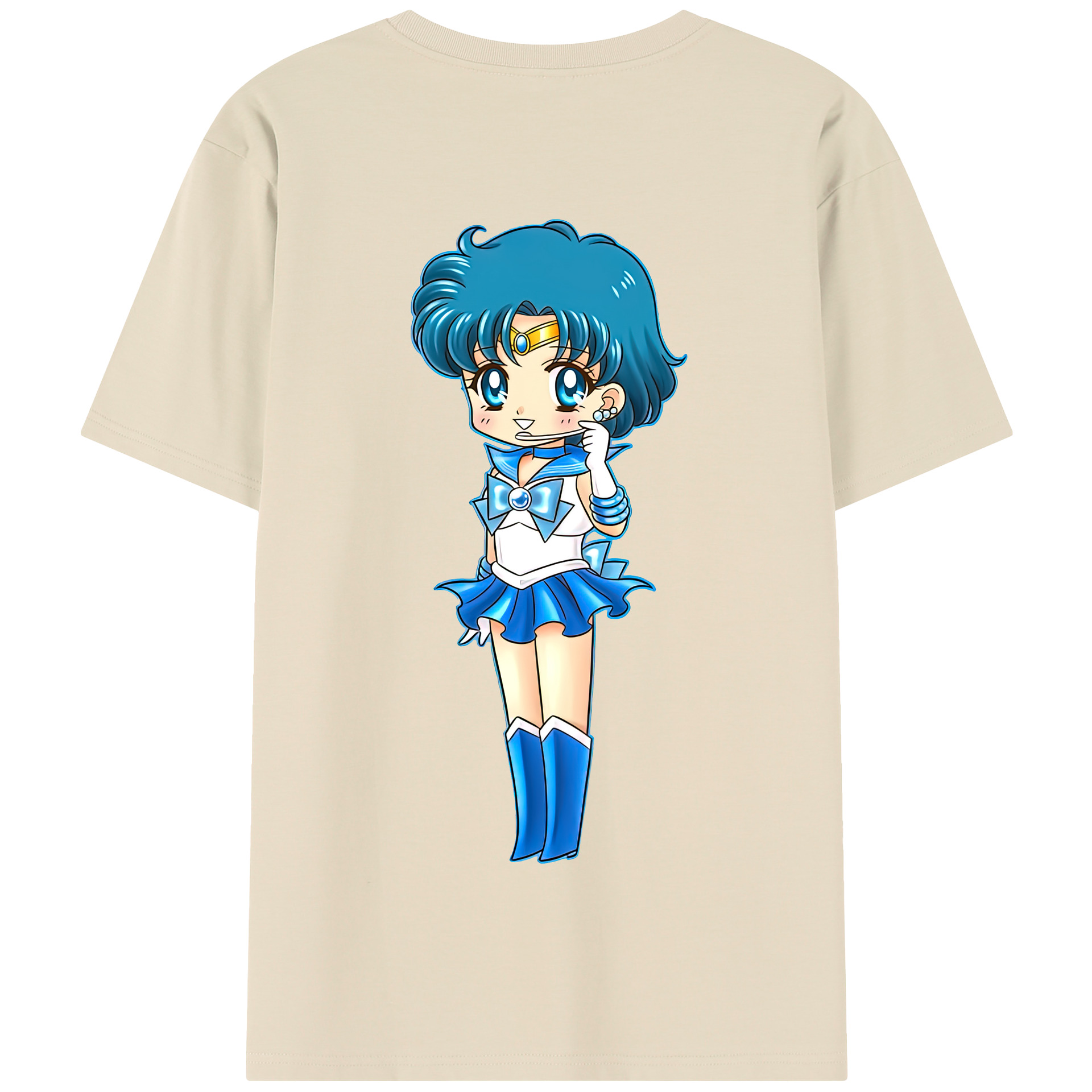 （画像用） 美少女戦士セーラームーン 水野 亜美 みずの あみ Sailor Moon Mizuno Ami 綿100％半袖Tシャツ（背面プリント）
