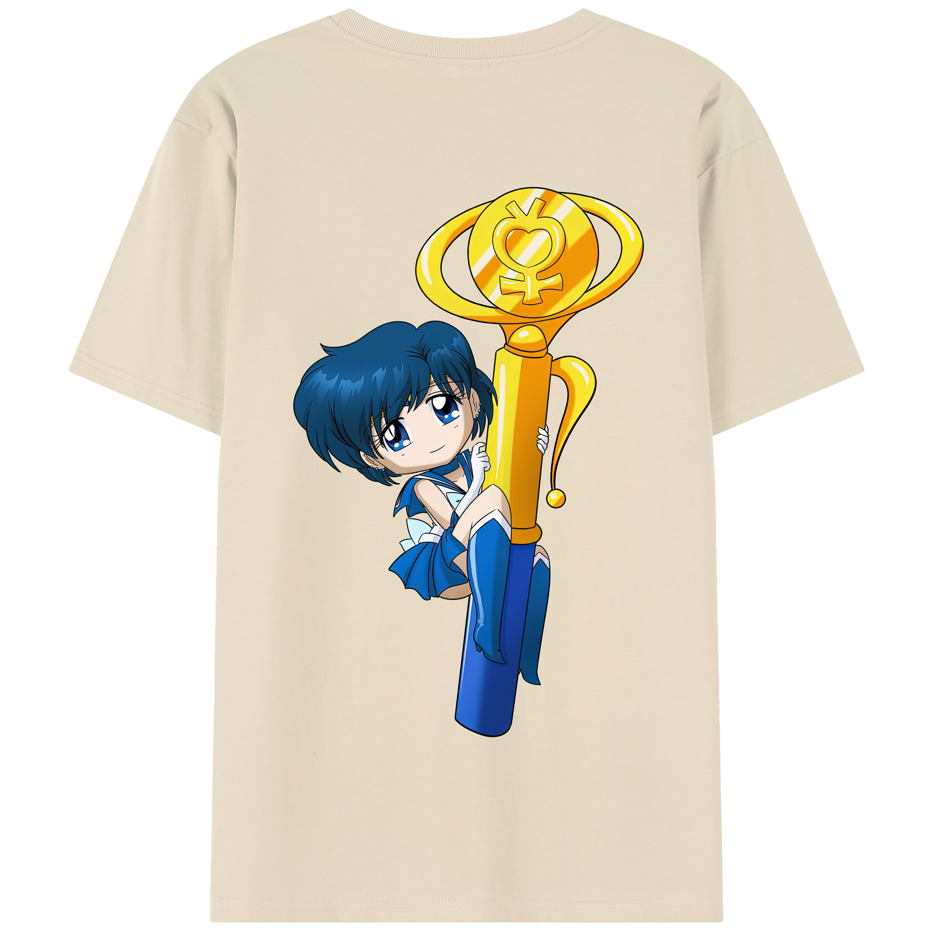 （画像用） 美少女戦士セーラームーン 水野 亜美 みずの あみ Sailor Moon Mizuno Ami 綿100％半袖Tシャツ（背面プリント）