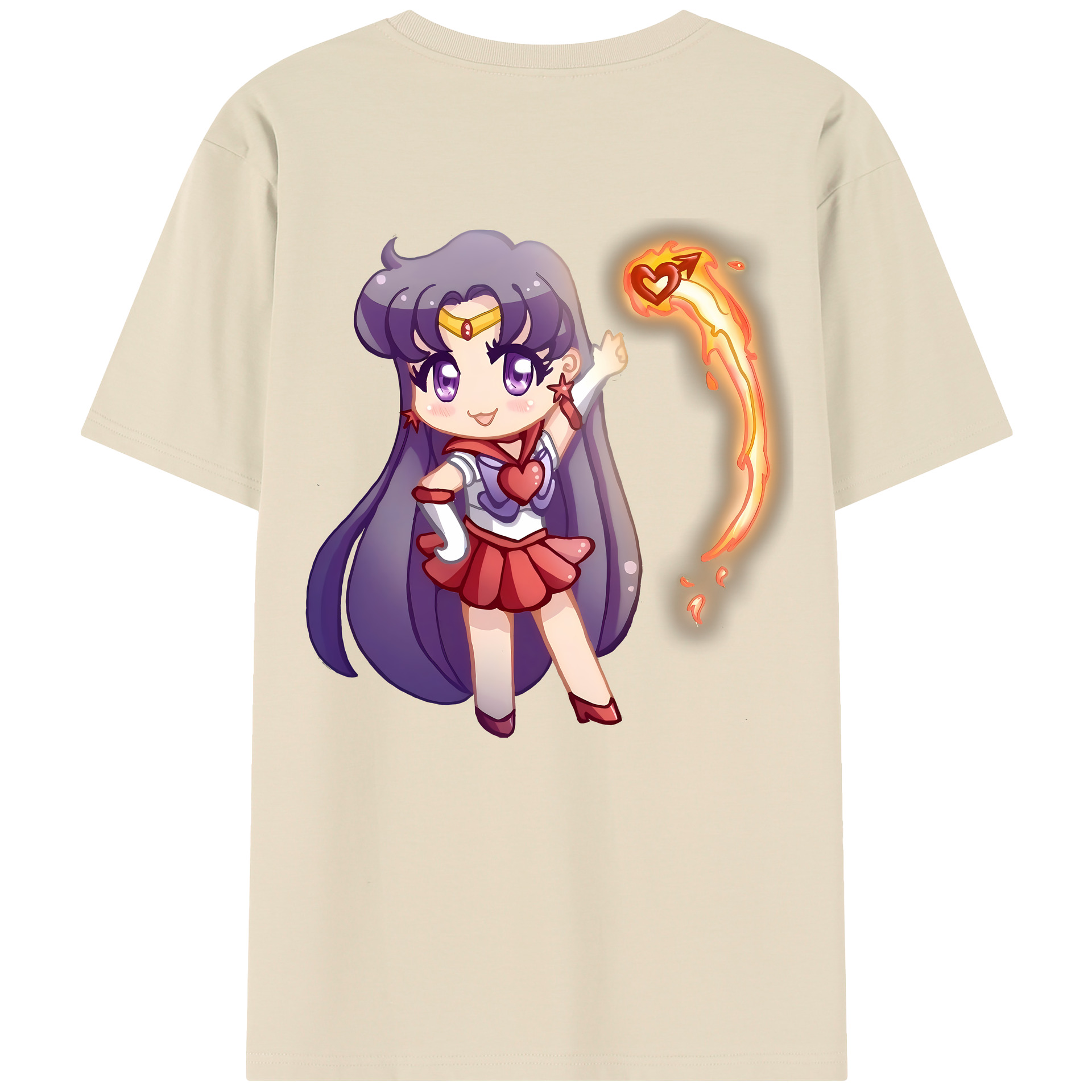 （画像用） 美少女戦士セーラームーン 火野レイ ひの レイ Sailor Moon Hino Rei （セーラーマーズ,Sailor Mars） 綿100％半袖Tシャツ（背面プリント）