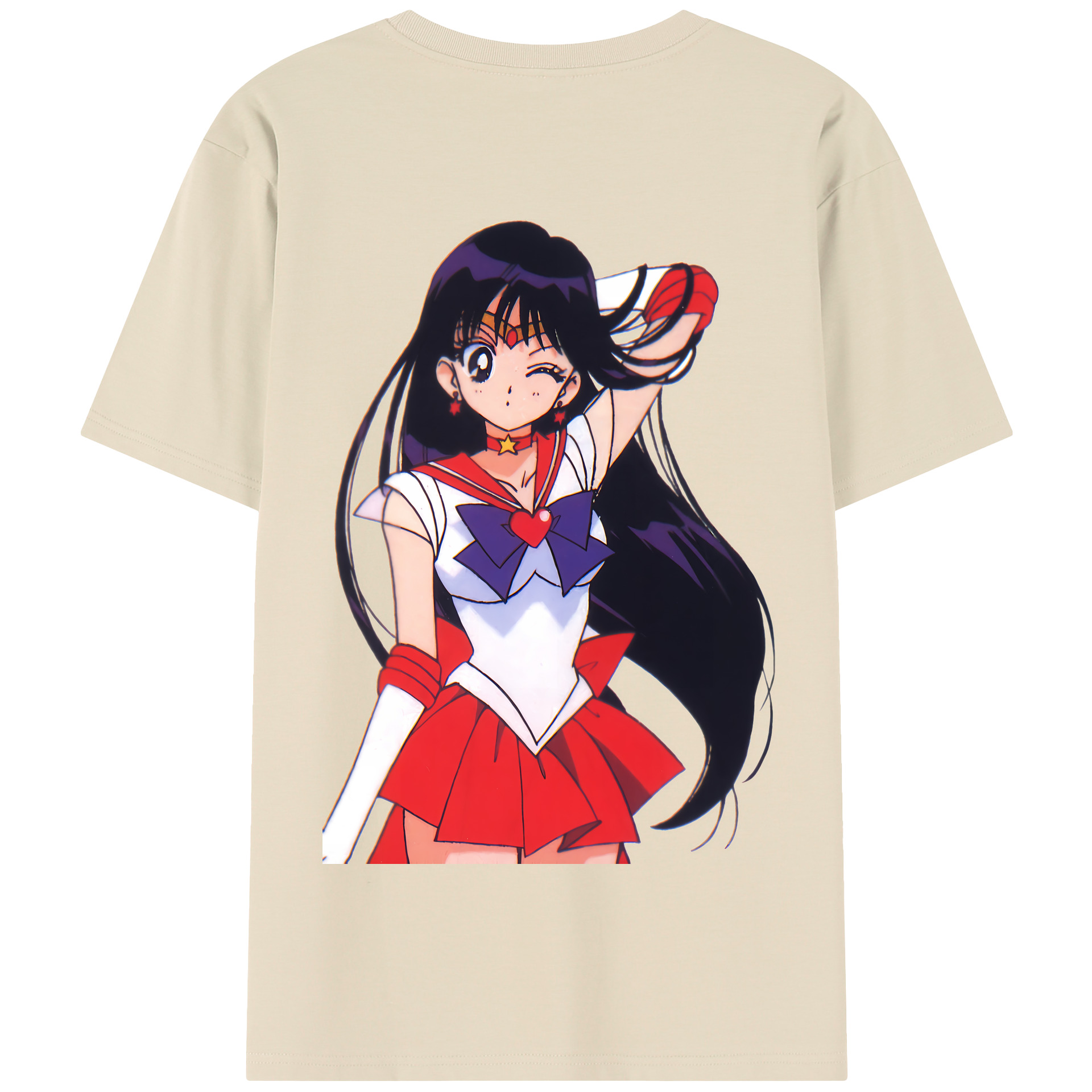 （画像用） 美少女戦士セーラームーン 火野レイ ひの レイ Sailor Moon Hino Rei （セーラーマーズ,Sailor Mars） 綿100％半袖Tシャツ（背面プリント）