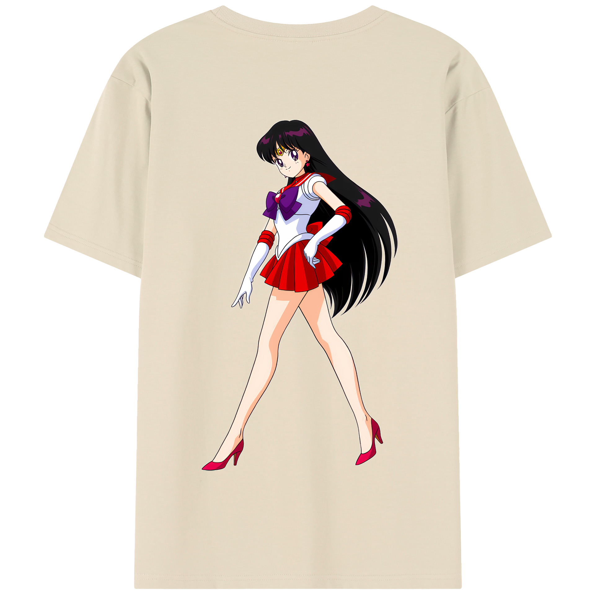 （画像用） 美少女戦士セーラームーン 火野レイ ひの レイ Sailor Moon Hino Rei （セーラーマーズ,Sailor Mars） 綿100％半袖Tシャツ（背面プリント）