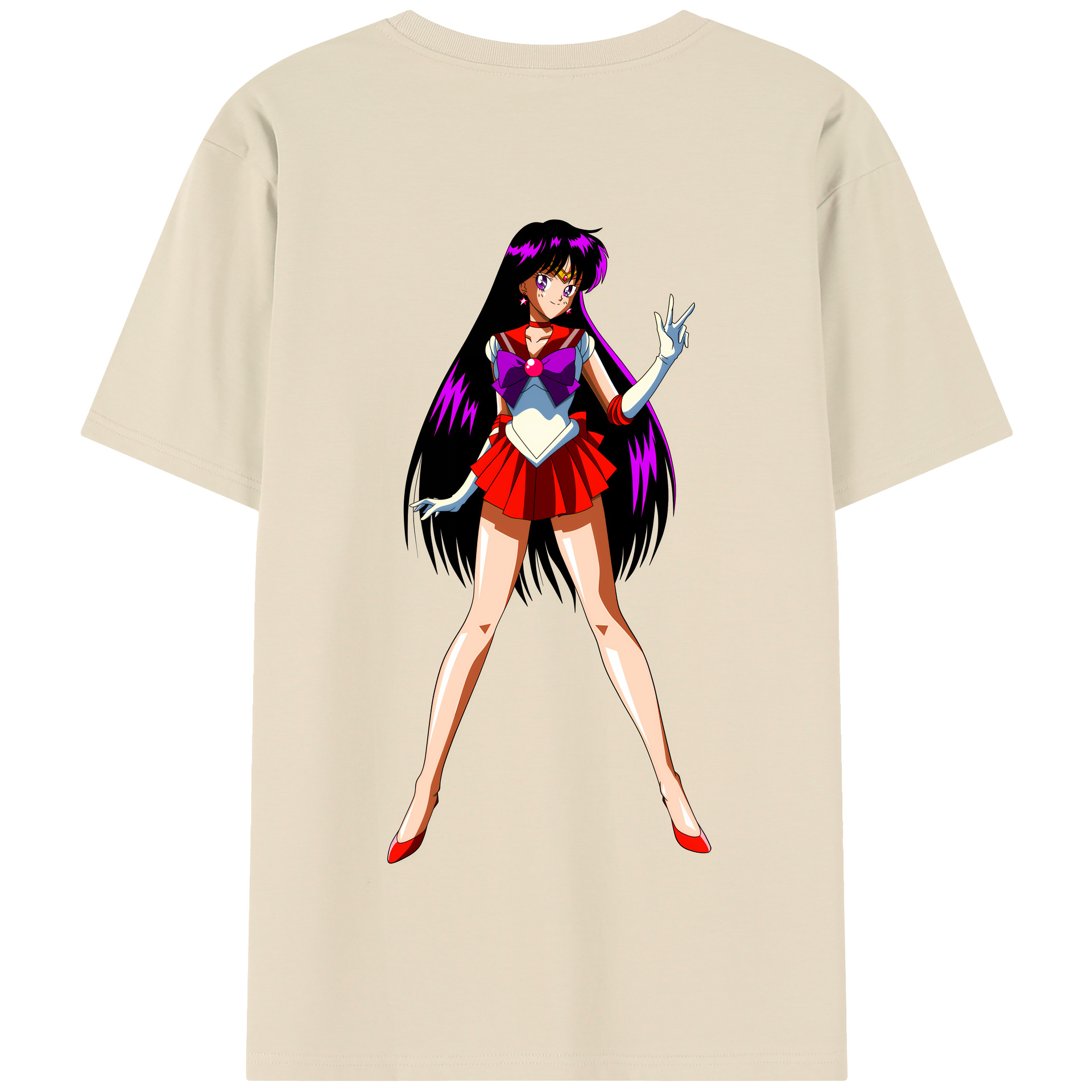 （画像用） 美少女戦士セーラームーン 火野レイ ひの レイ Sailor Moon Hino Rei （セーラーマーズ,Sailor Mars） 綿100％半袖Tシャツ（背面プリント）