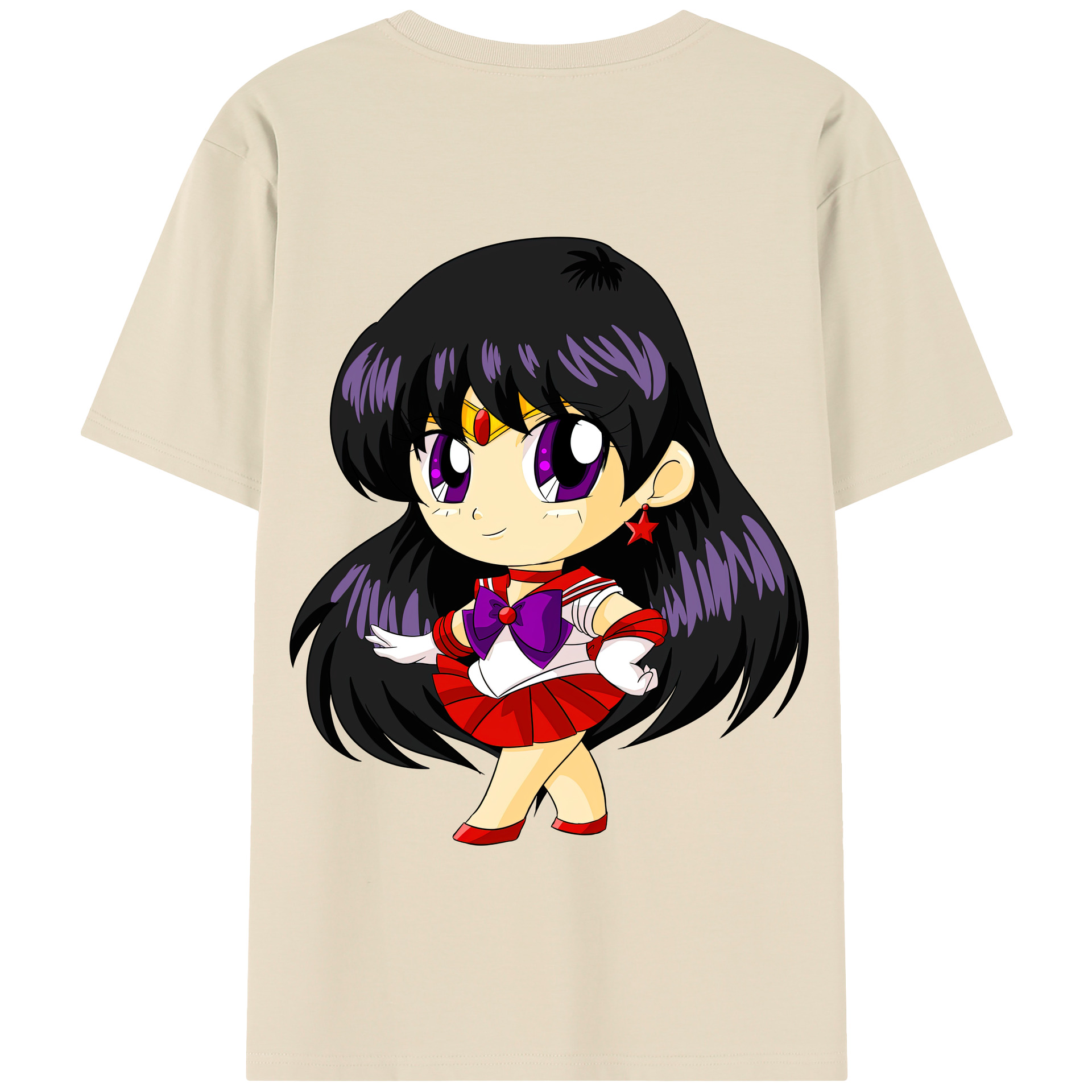 （画像用） 美少女戦士セーラームーン 火野レイ ひの レイ Sailor Moon Hino Rei （セーラーマーズ,Sailor Mars） 綿100％半袖Tシャツ（背面プリント）