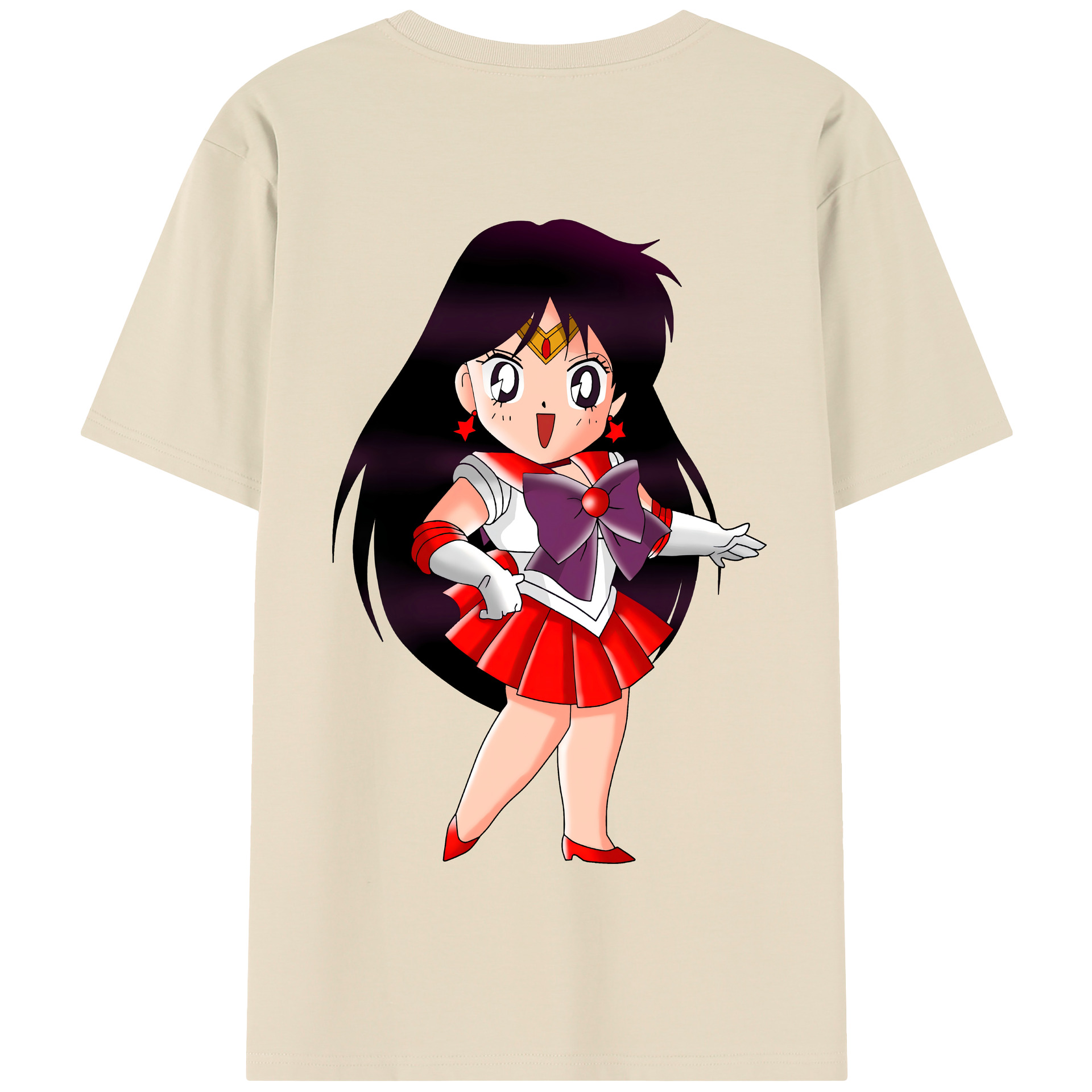 （画像用） 美少女戦士セーラームーン 火野レイ ひの レイ Sailor Moon Hino Rei （セーラーマーズ,Sailor Mars） 綿100％半袖Tシャツ（背面プリント）