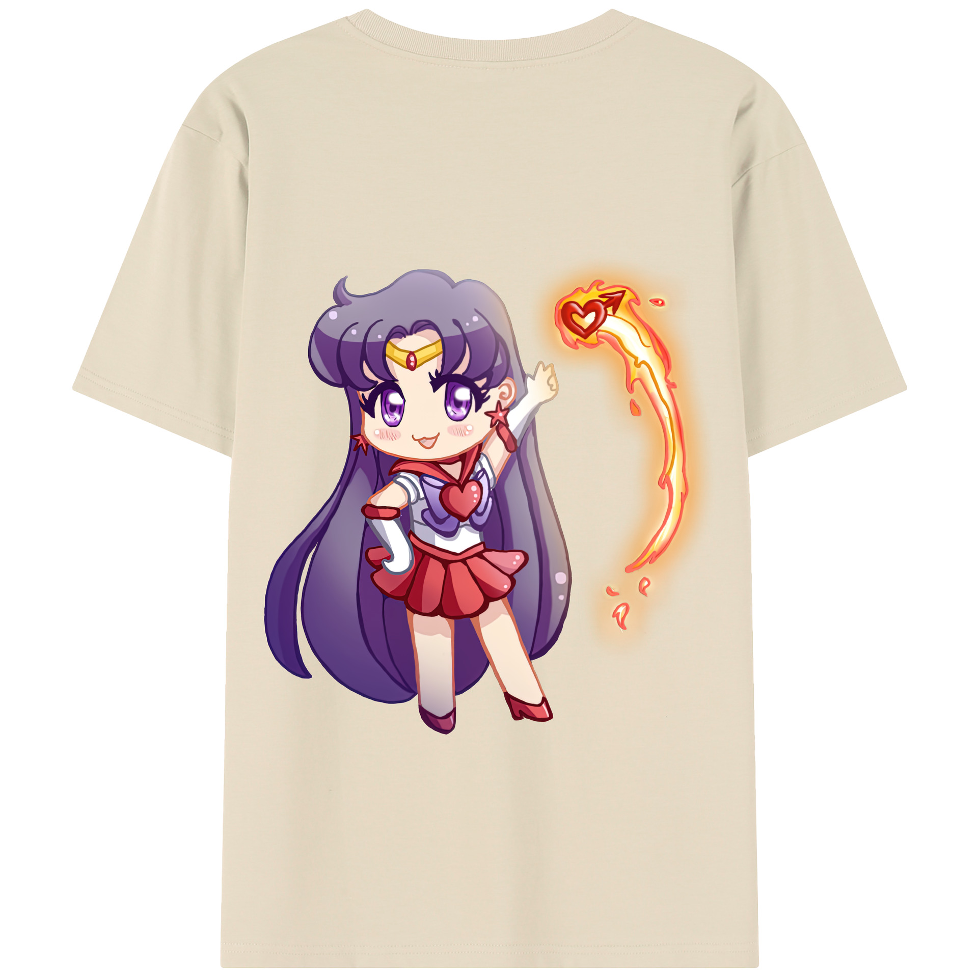 （画像用） 美少女戦士セーラームーン 火野レイ ひの レイ Sailor Moon Hino Rei （セーラーマーズ,Sailor Mars） 綿100％半袖Tシャツ（背面プリント）