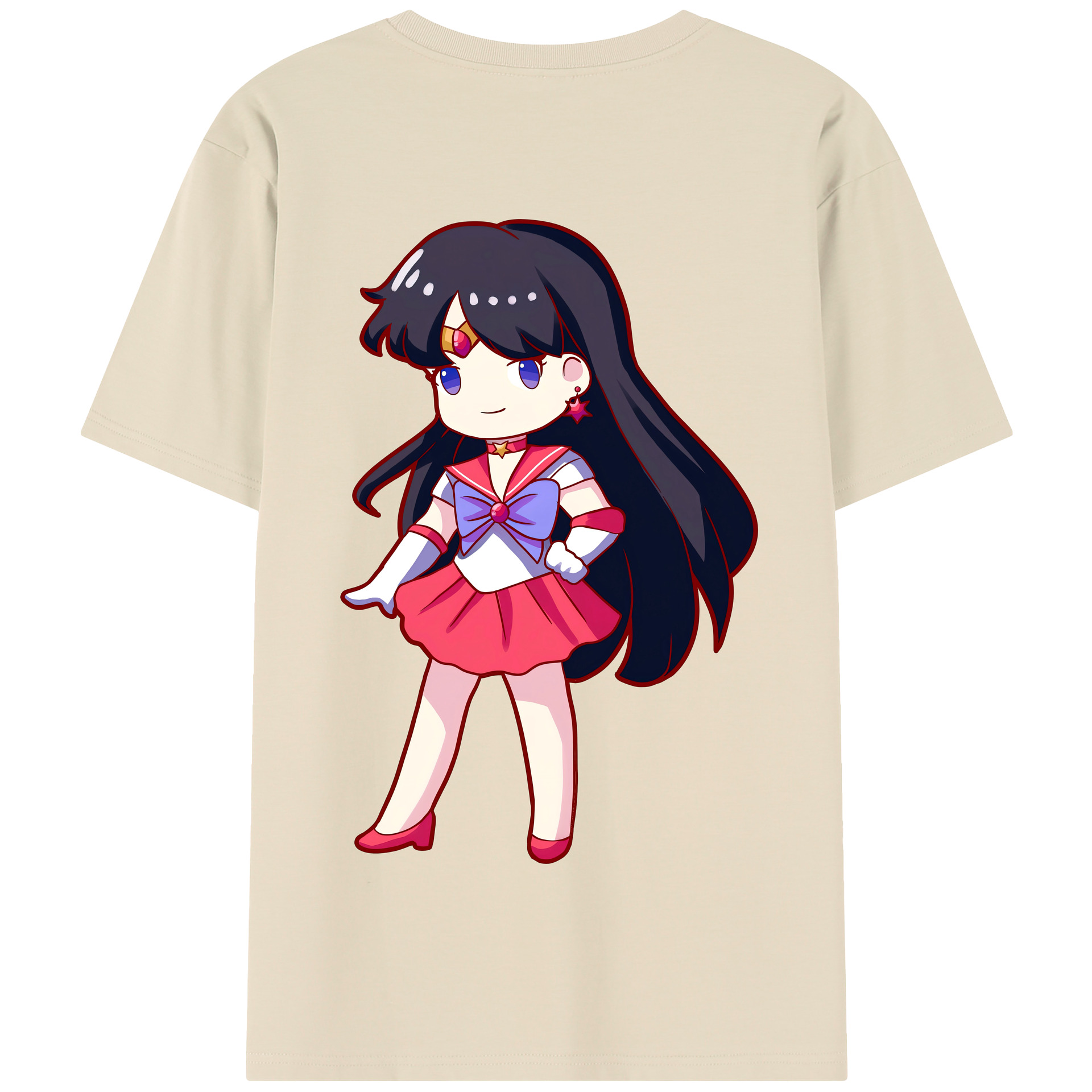 （画像用） 美少女戦士セーラームーン 火野レイ ひの レイ Sailor Moon Hino Rei （セーラーマーズ,Sailor Mars） 綿100％半袖Tシャツ（背面プリント）