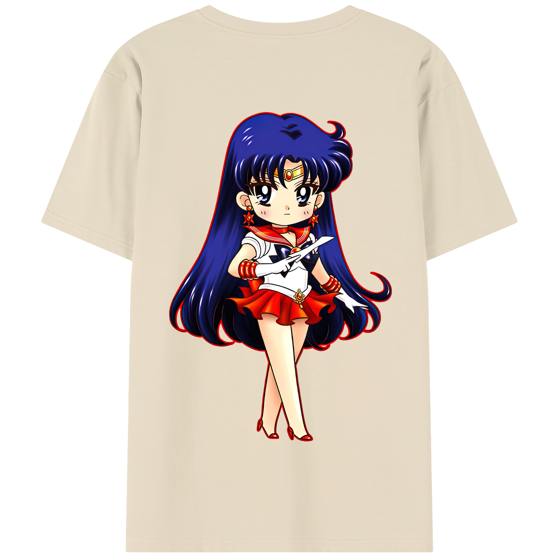 （画像用） 美少女戦士セーラームーン 火野レイ ひの レイ Sailor Moon Hino Rei （セーラーマーズ,Sailor Mars） 綿100％半袖Tシャツ（背面プリント）