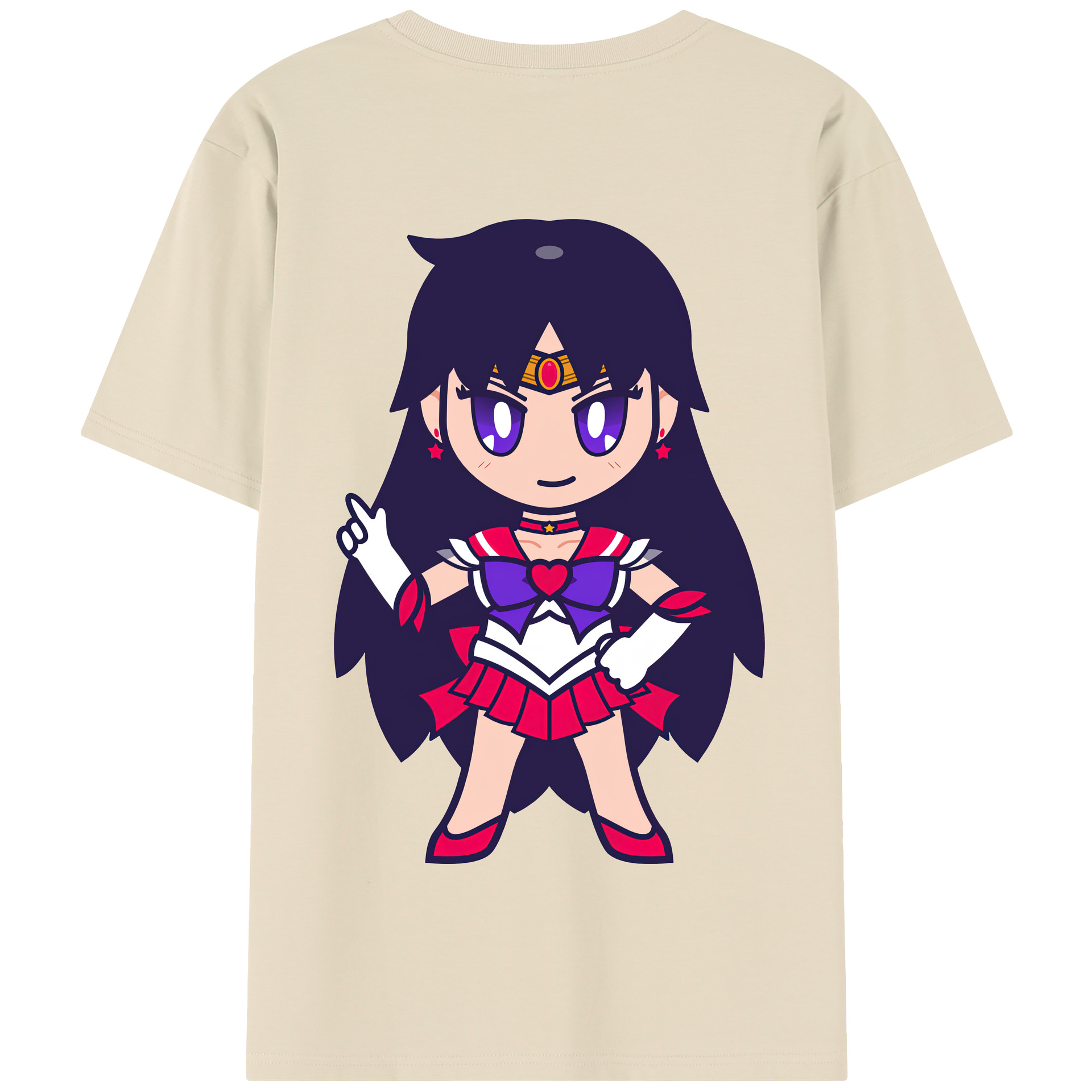 （画像用） 美少女戦士セーラームーン 火野レイ ひの レイ Sailor Moon Hino Rei （セーラーマーズ,Sailor Mars） 綿100％半袖Tシャツ（背面プリント）
