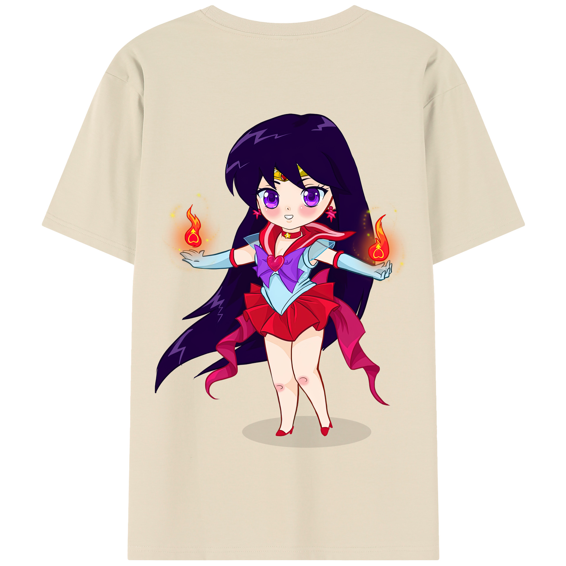 （画像用） 美少女戦士セーラームーン 火野レイ ひの レイ Sailor Moon Hino Rei （セーラーマーズ,Sailor Mars） 綿100％半袖Tシャツ（背面プリント）