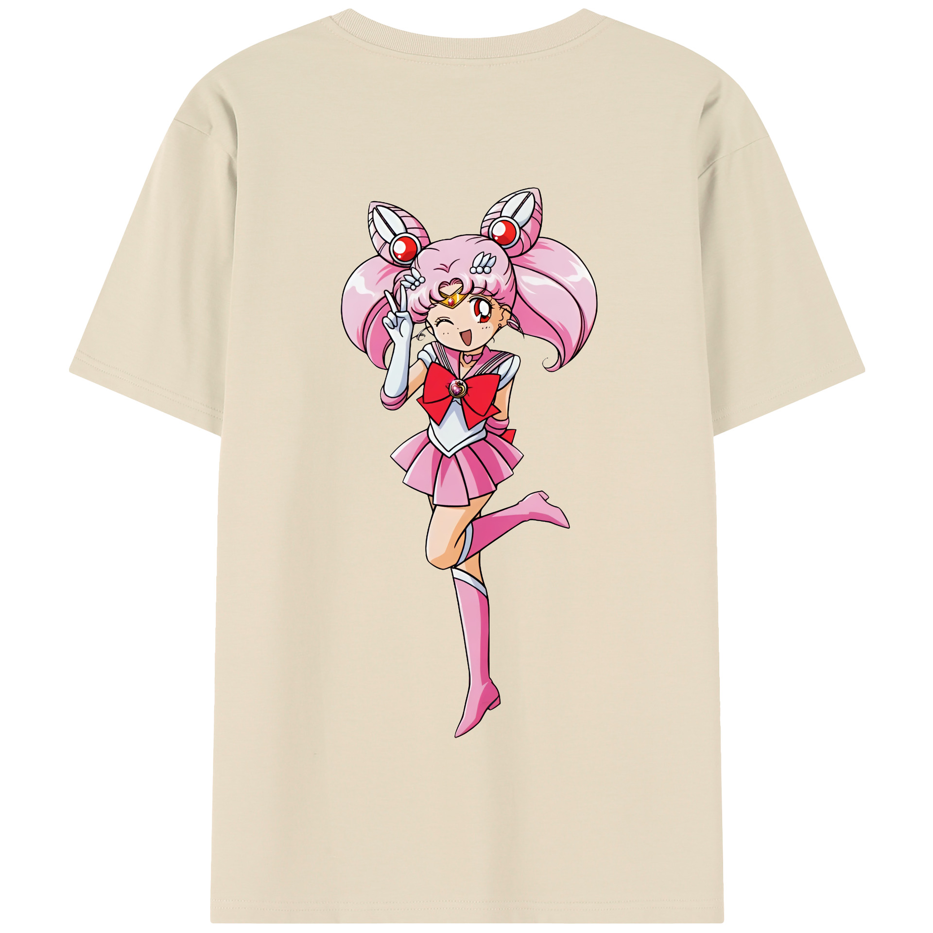 （画像用） 美少女戦士セーラームーン ちびうさ Sailor Moon Chibiusa Tsukino Usagi Small Lady Serenity 綿100％半袖Tシャツ（背面プリント）