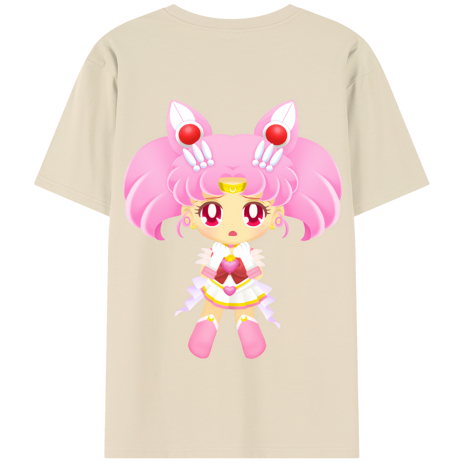（画像用） 美少女戦士セーラームーン ちびうさ Sailor Moon Chibiusa Tsukino Usagi Small Lady Serenity 綿100％半袖Tシャツ（背面プリント）