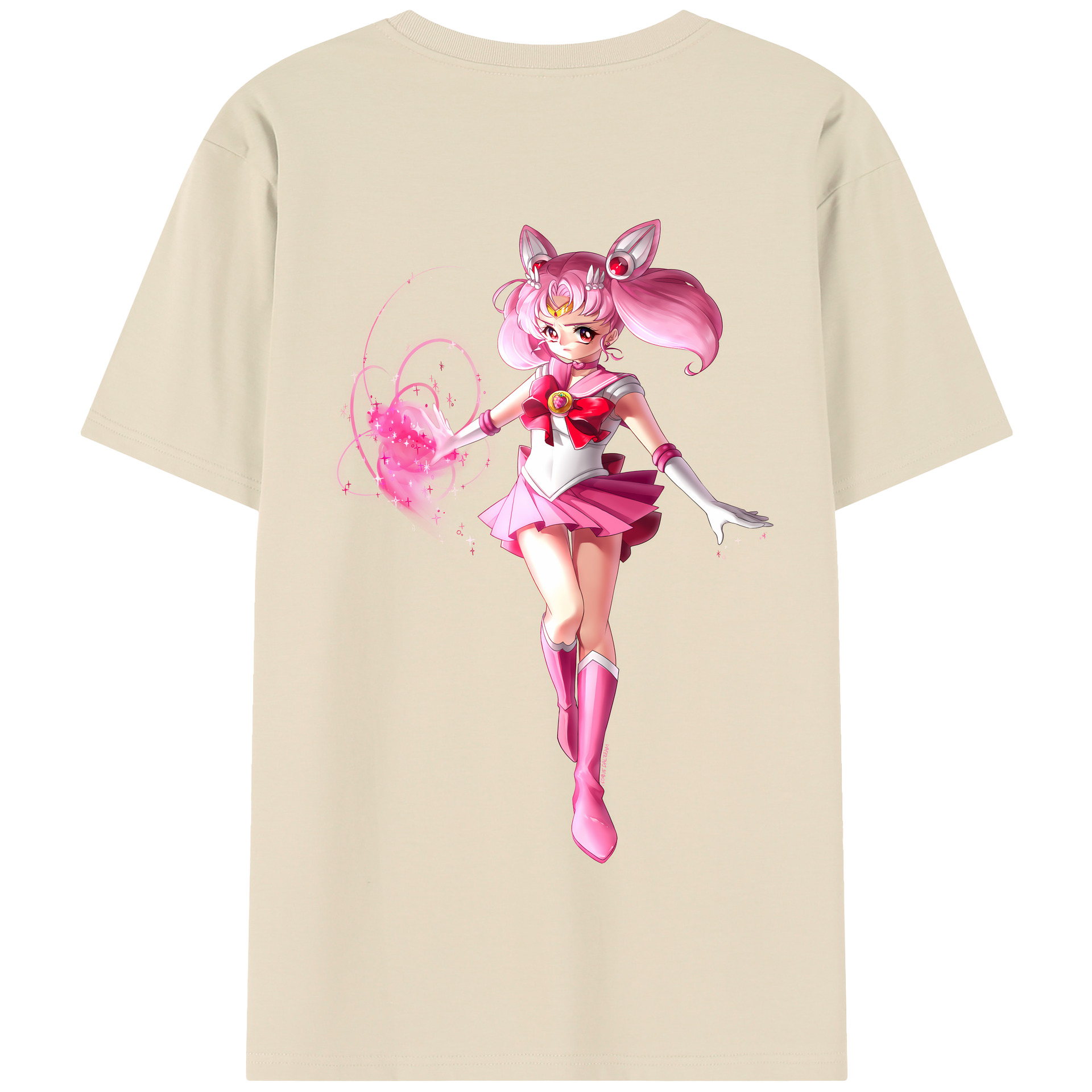 （画像用） 美少女戦士セーラームーン ちびうさ Sailor Moon Chibiusa Tsukino Usagi Small Lady Serenity 綿100％半袖Tシャツ（背面プリント）