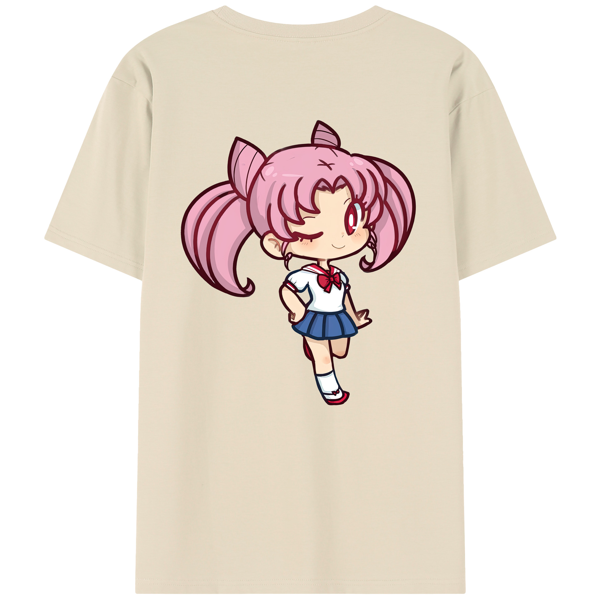 （画像用） 美少女戦士セーラームーン ちびうさ Sailor Moon Chibiusa Tsukino Usagi Small Lady Serenity 綿100％半袖Tシャツ（背面プリント）