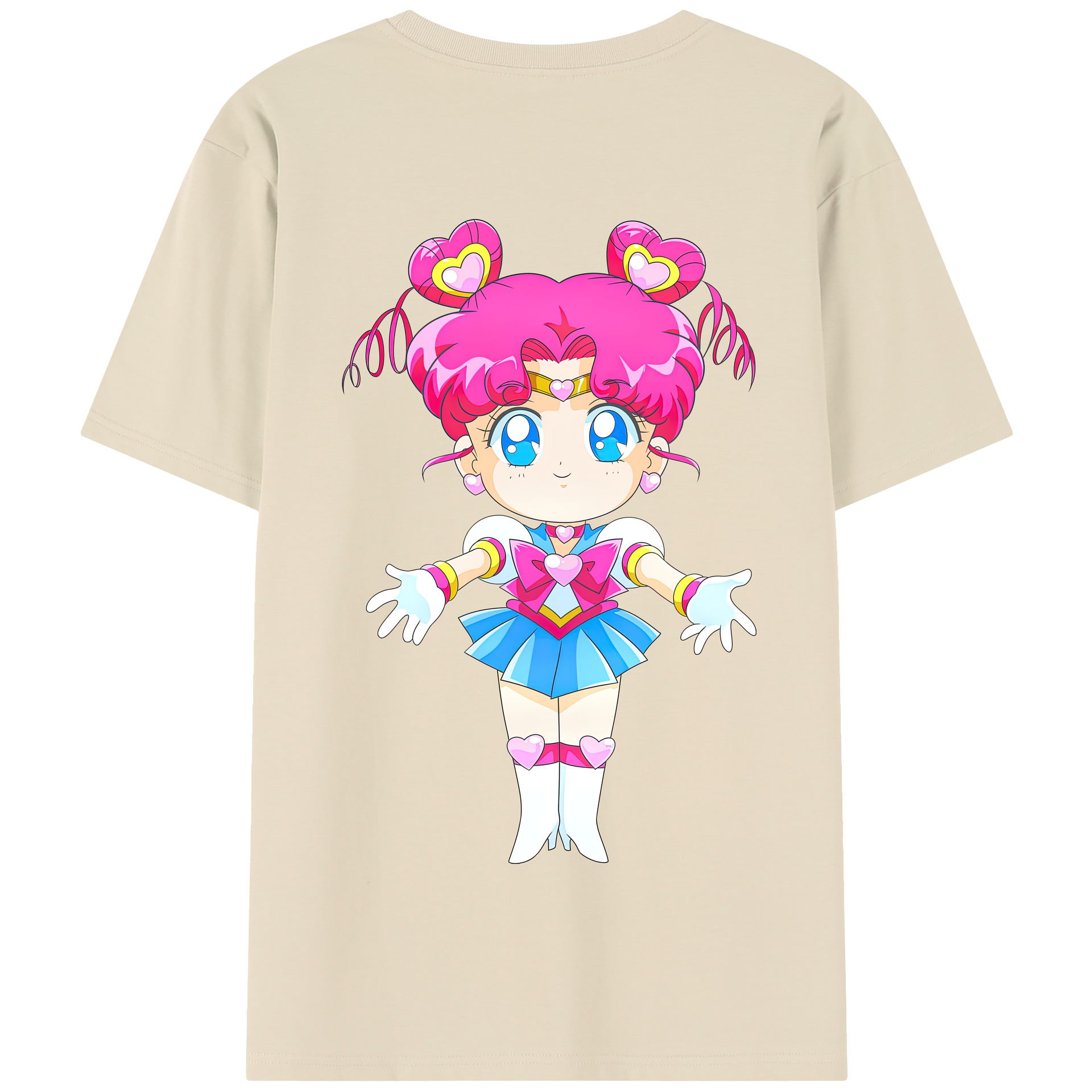 （画像用） 美少女戦士セーラームーン ちびうさ Sailor Moon Chibiusa Tsukino Usagi Small Lady Serenity 綿100％半袖Tシャツ（背面プリント）