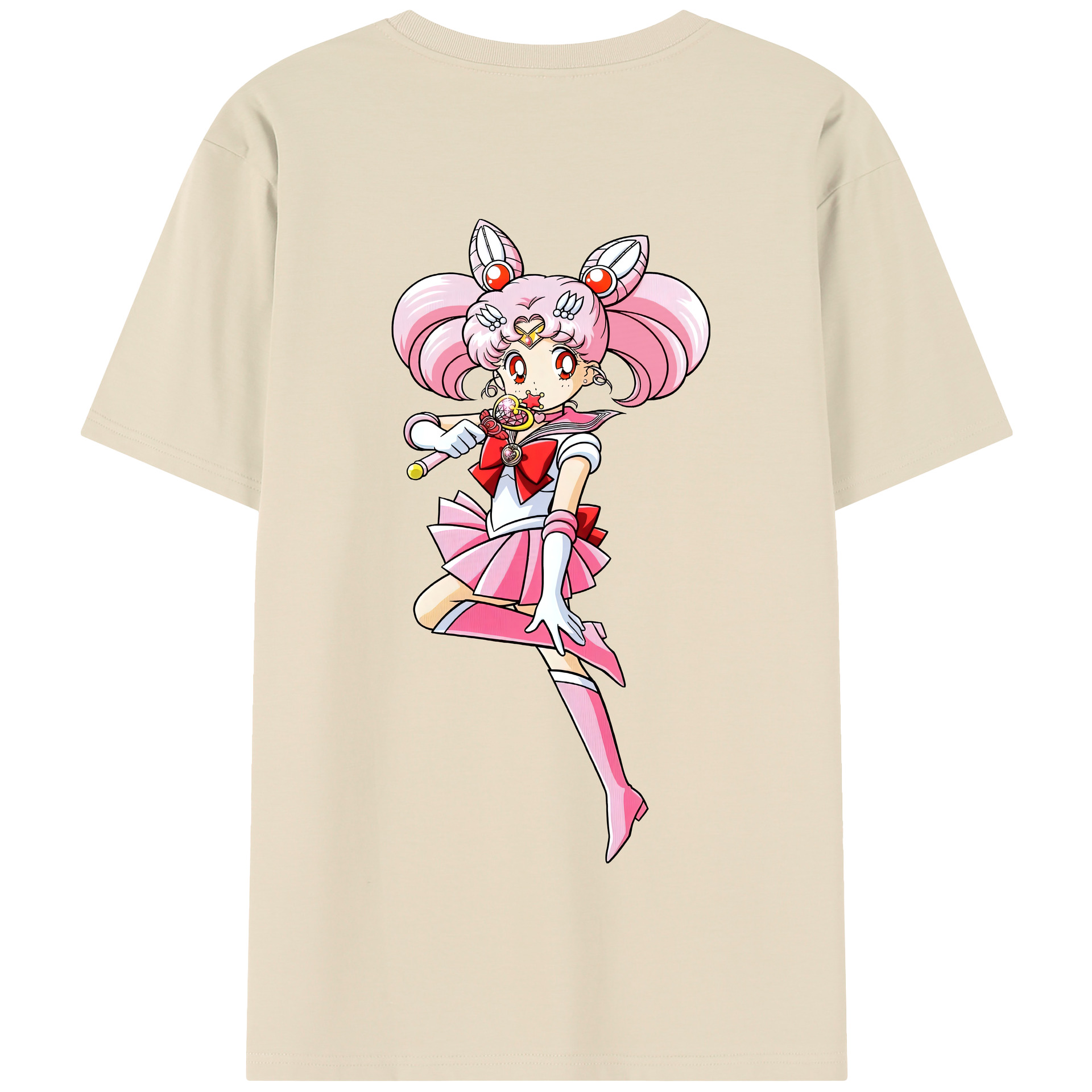 （画像用） 美少女戦士セーラームーン ちびうさ Sailor Moon Chibiusa Tsukino Usagi Small Lady Serenity 綿100％半袖Tシャツ（背面プリント）