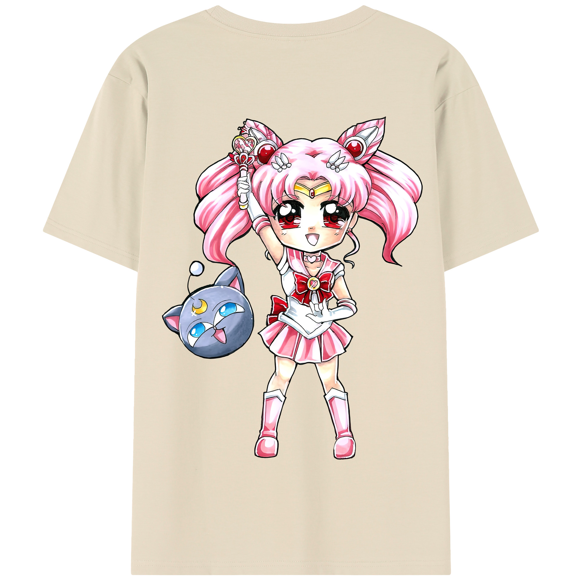 （画像用） 美少女戦士セーラームーン ちびうさ Sailor Moon Chibiusa Tsukino Usagi Small Lady Serenity 綿100％半袖Tシャツ（背面プリント）