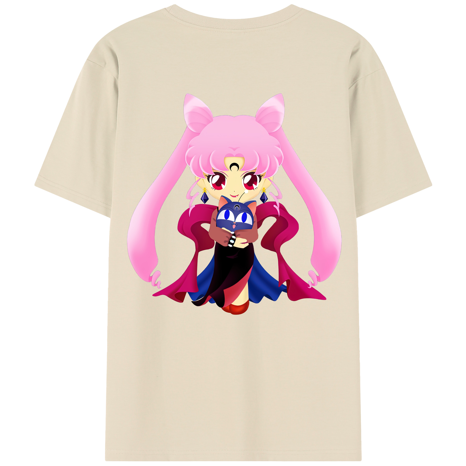 （画像用） 美少女戦士セーラームーン ちびうさ Sailor Moon Chibiusa Tsukino Usagi Small Lady Serenity 綿100％半袖Tシャツ（背面プリント）