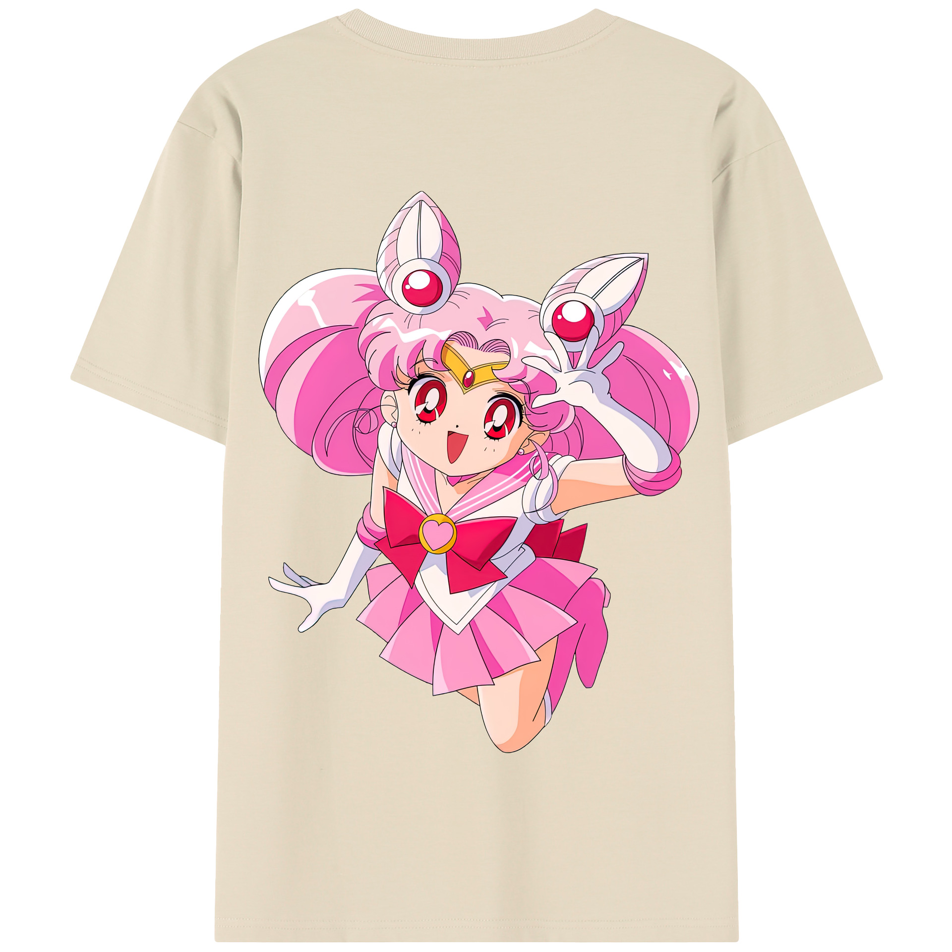 （画像用） 美少女戦士セーラームーン ちびうさ Sailor Moon Chibiusa Tsukino Usagi Small Lady Serenity 綿100％半袖Tシャツ（背面プリント）