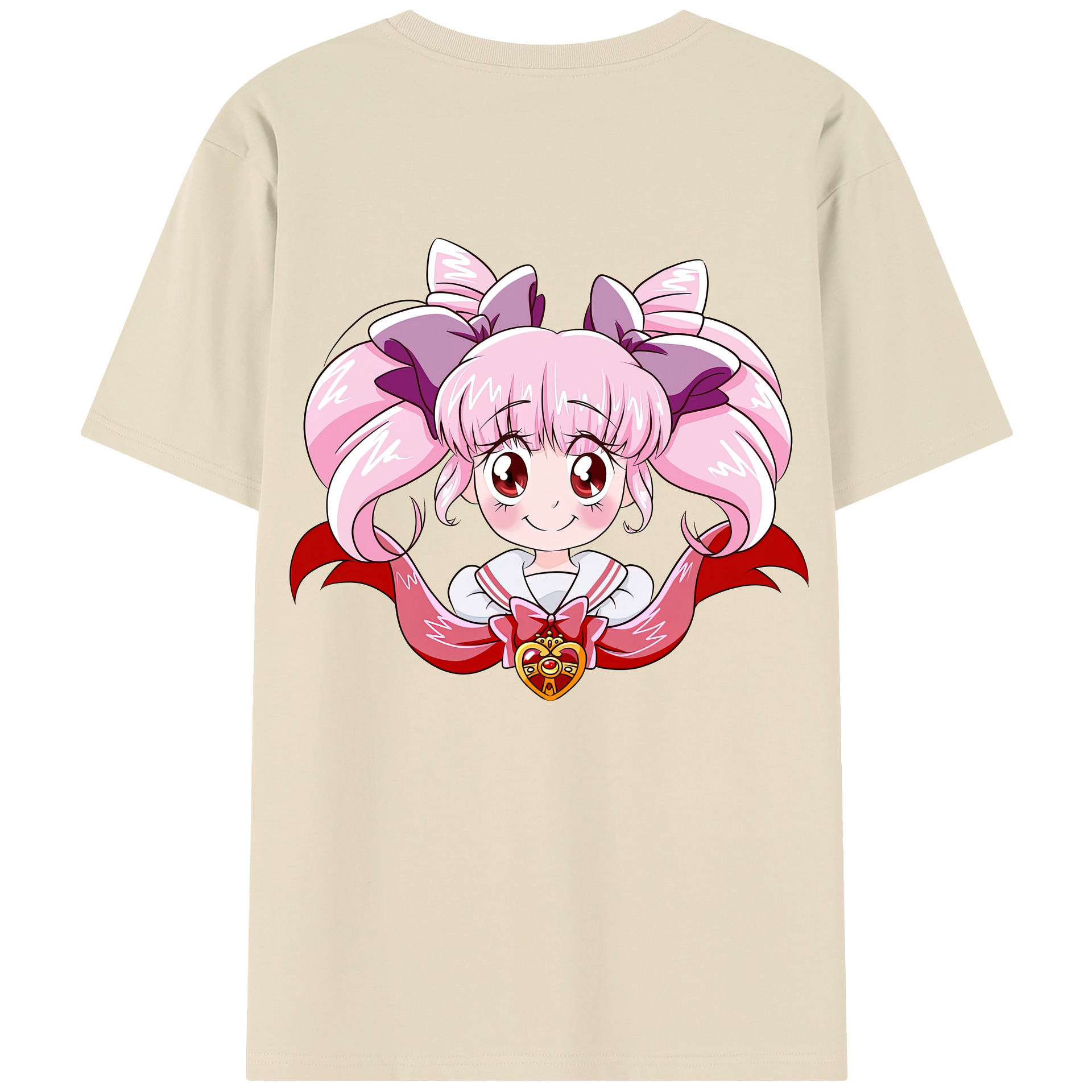（画像用） 美少女戦士セーラームーン ちびうさ Sailor Moon Chibiusa Tsukino Usagi Small Lady Serenity 綿100％半袖Tシャツ（背面プリント）