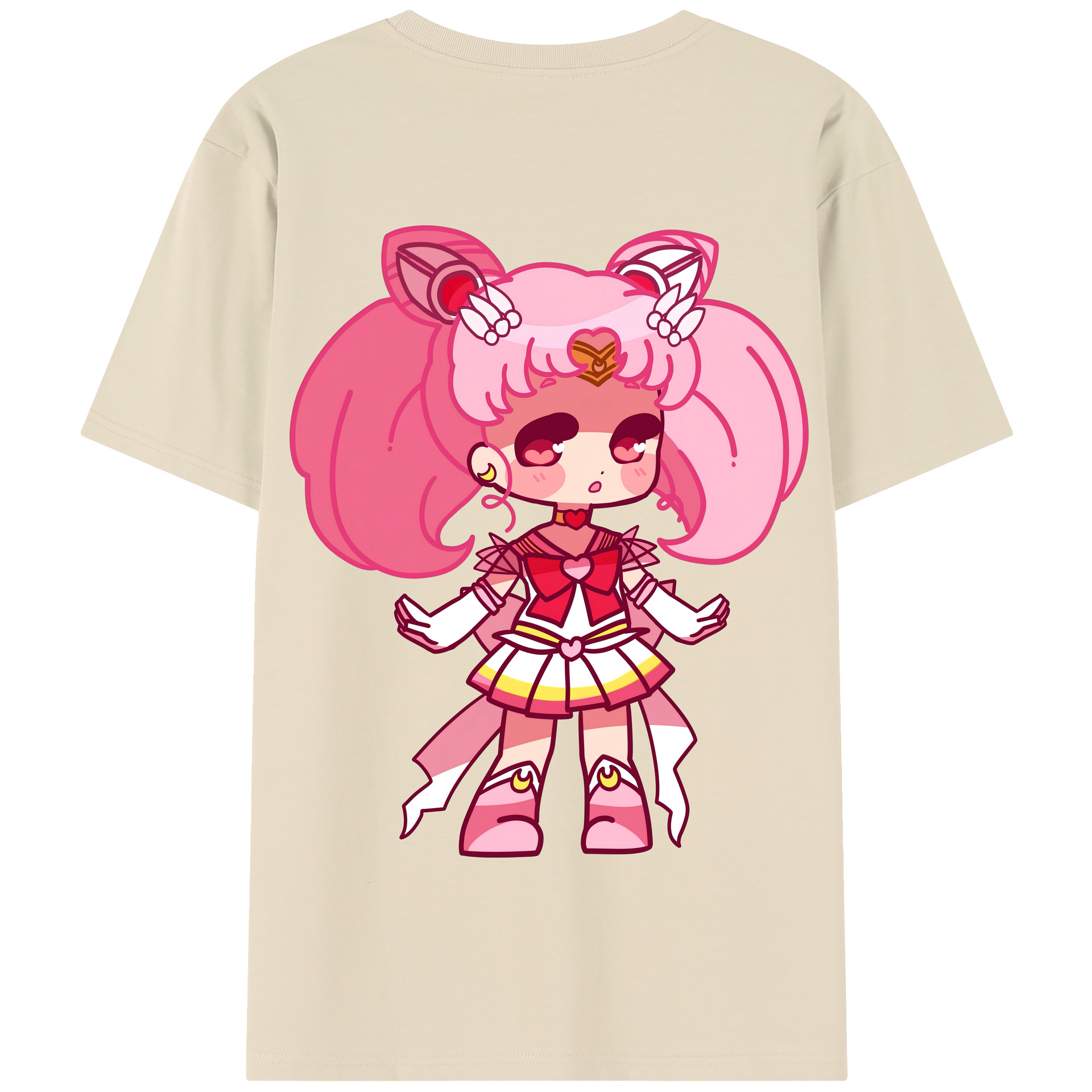 （画像用） 美少女戦士セーラームーン ちびうさ Sailor Moon Chibiusa Tsukino Usagi Small Lady Serenity 綿100％半袖Tシャツ（背面プリント）