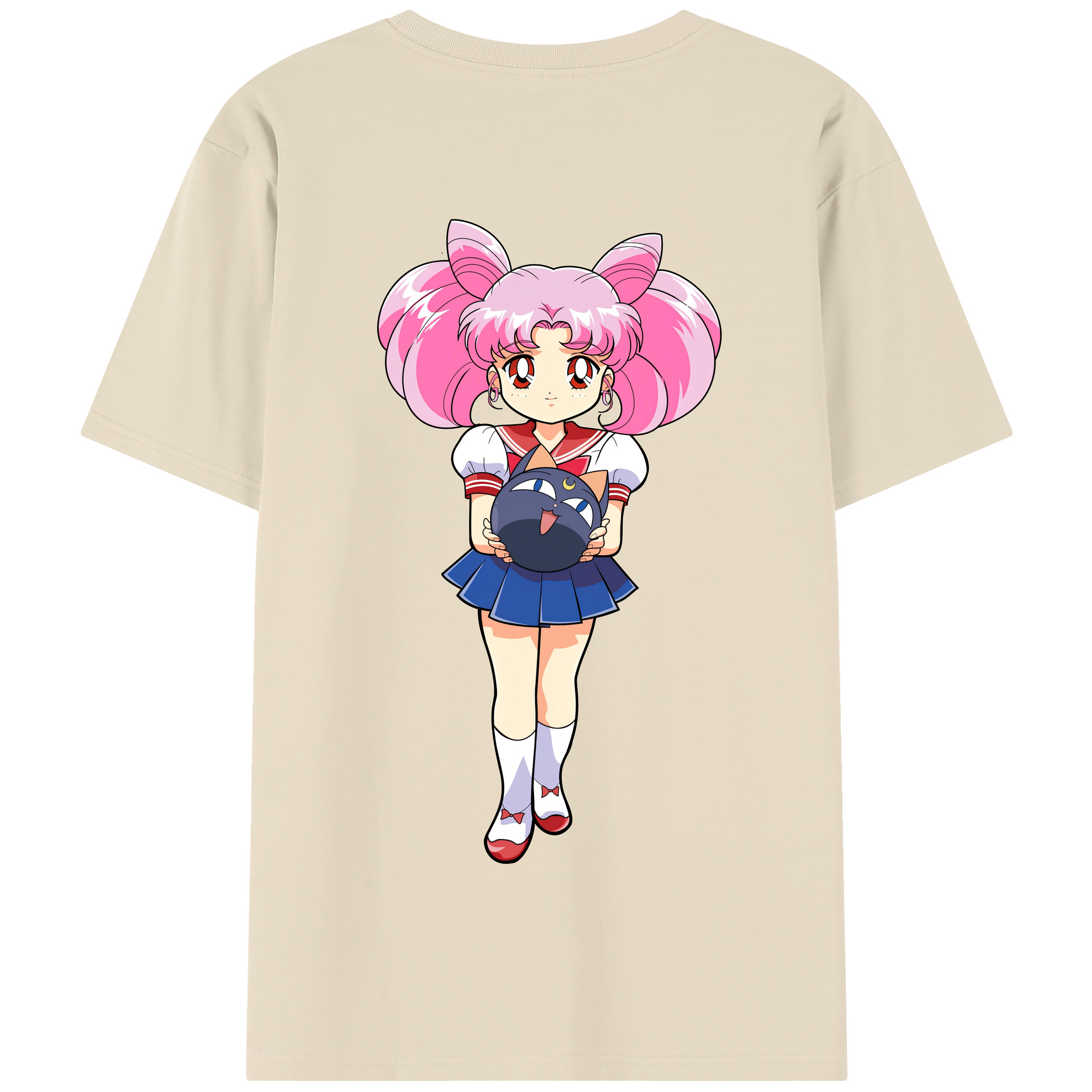 （画像用） 美少女戦士セーラームーン ちびうさ Sailor Moon Chibiusa Tsukino Usagi Small Lady Serenity 綿100％半袖Tシャツ（背面プリント）