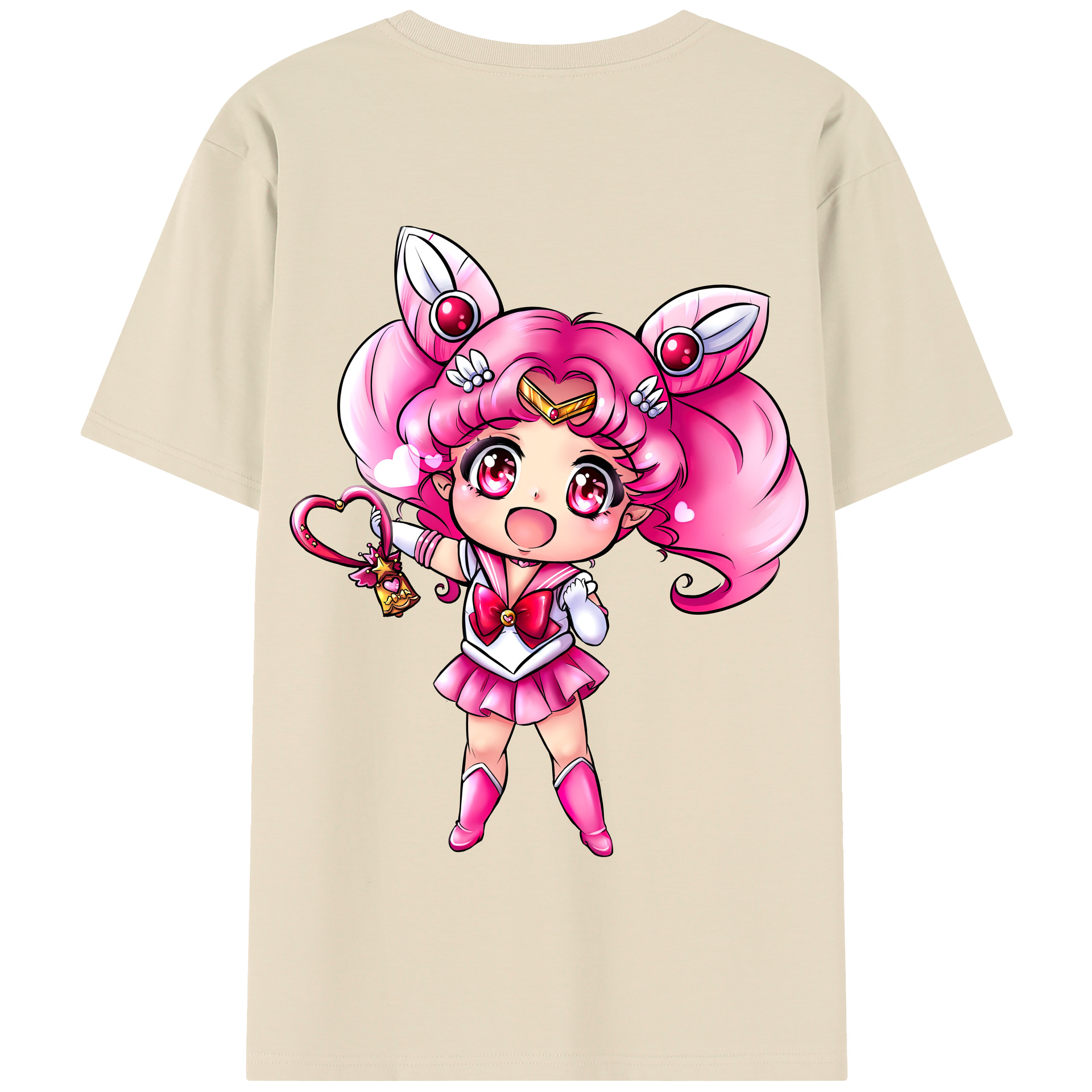 （画像用） 美少女戦士セーラームーン ちびうさ Sailor Moon Chibiusa Tsukino Usagi Small Lady Serenity 綿100％半袖Tシャツ（背面プリント）