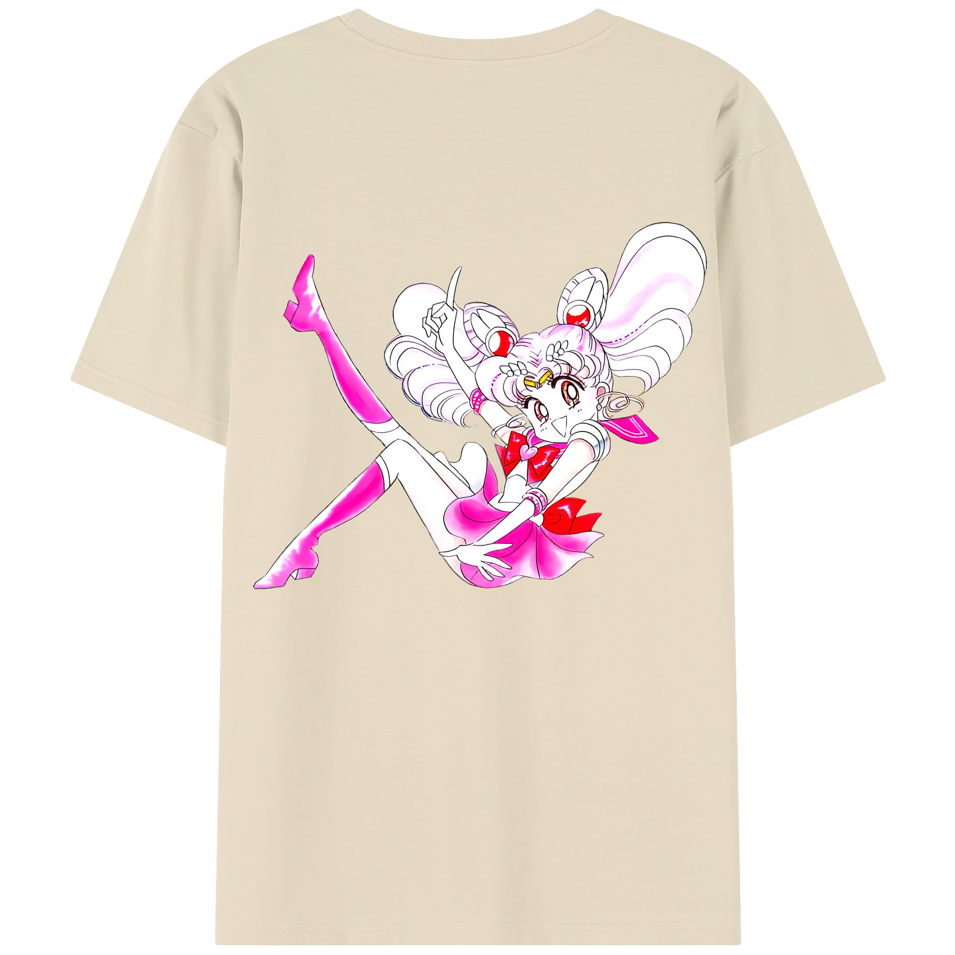 （画像用） 美少女戦士セーラームーン ちびうさ Sailor Moon Chibiusa Tsukino Usagi Small Lady Serenity 綿100％半袖Tシャツ（背面プリント）