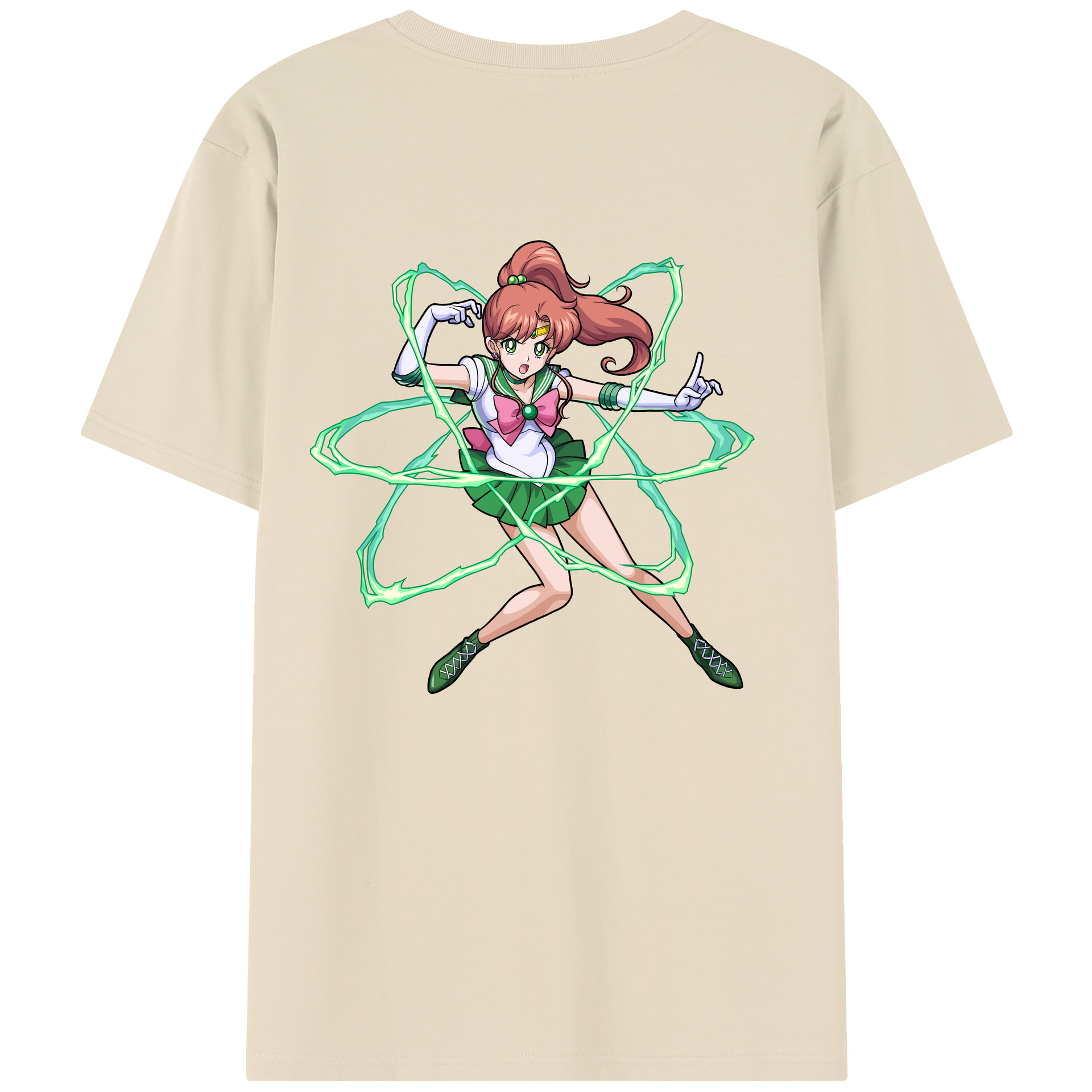（画像用） 美少女戦士セーラームーン 木野 まこと きの まこと Sailor Moon Kino Makoto （セーラージュピター；Sailor Jupiter） 綿100％半袖Tシャツ（背面プリント）