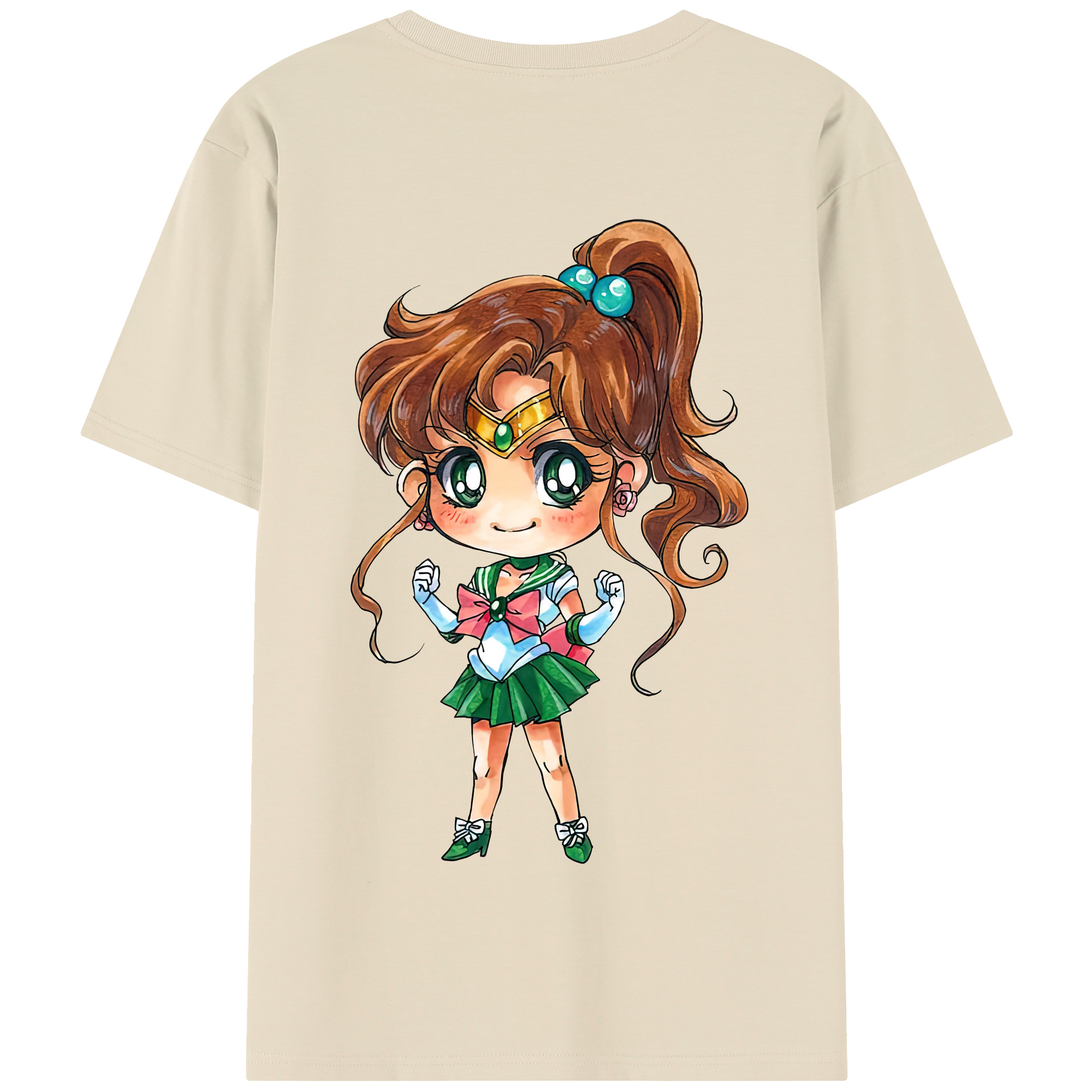 （画像用） 美少女戦士セーラームーン 木野 まこと きの まこと Sailor Moon Kino Makoto （セーラージュピター；Sailor Jupiter） 綿100％半袖Tシャツ（背面プリント）