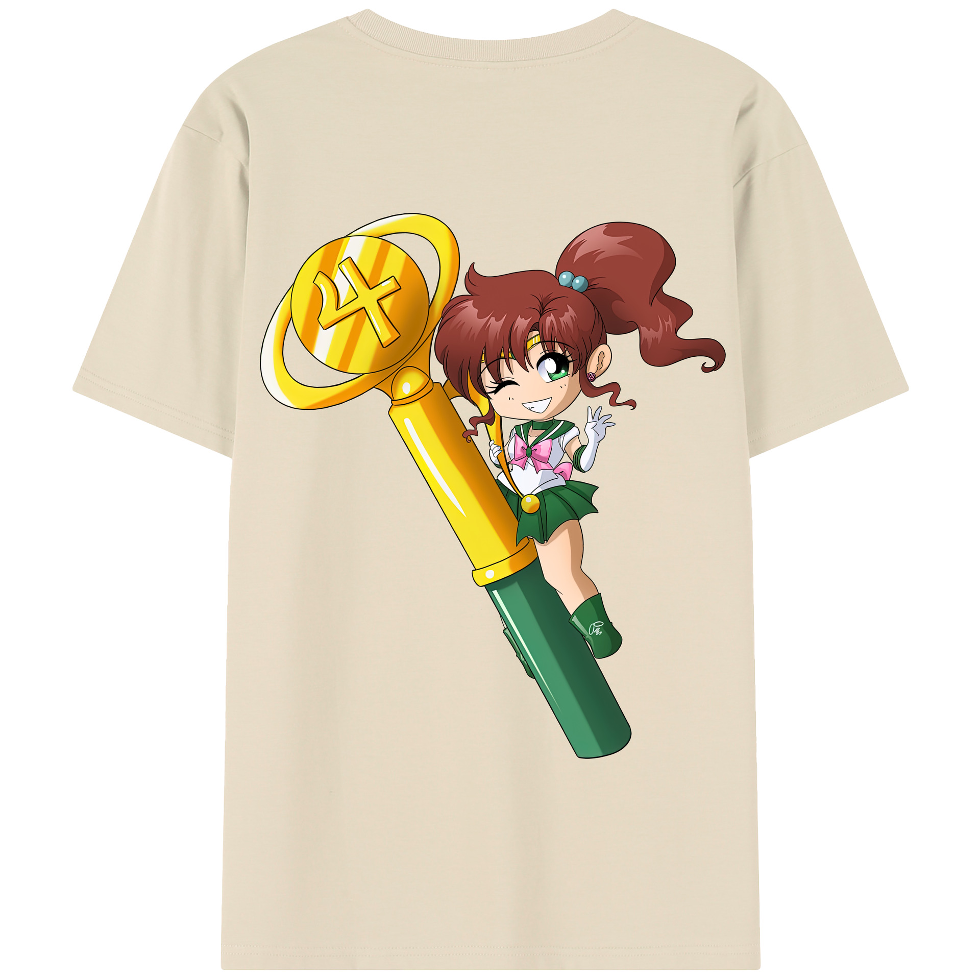 （画像用） 美少女戦士セーラームーン 木野 まこと きの まこと Sailor Moon Kino Makoto （セーラージュピター；Sailor Jupiter） 綿100％半袖Tシャツ（背面プリント）