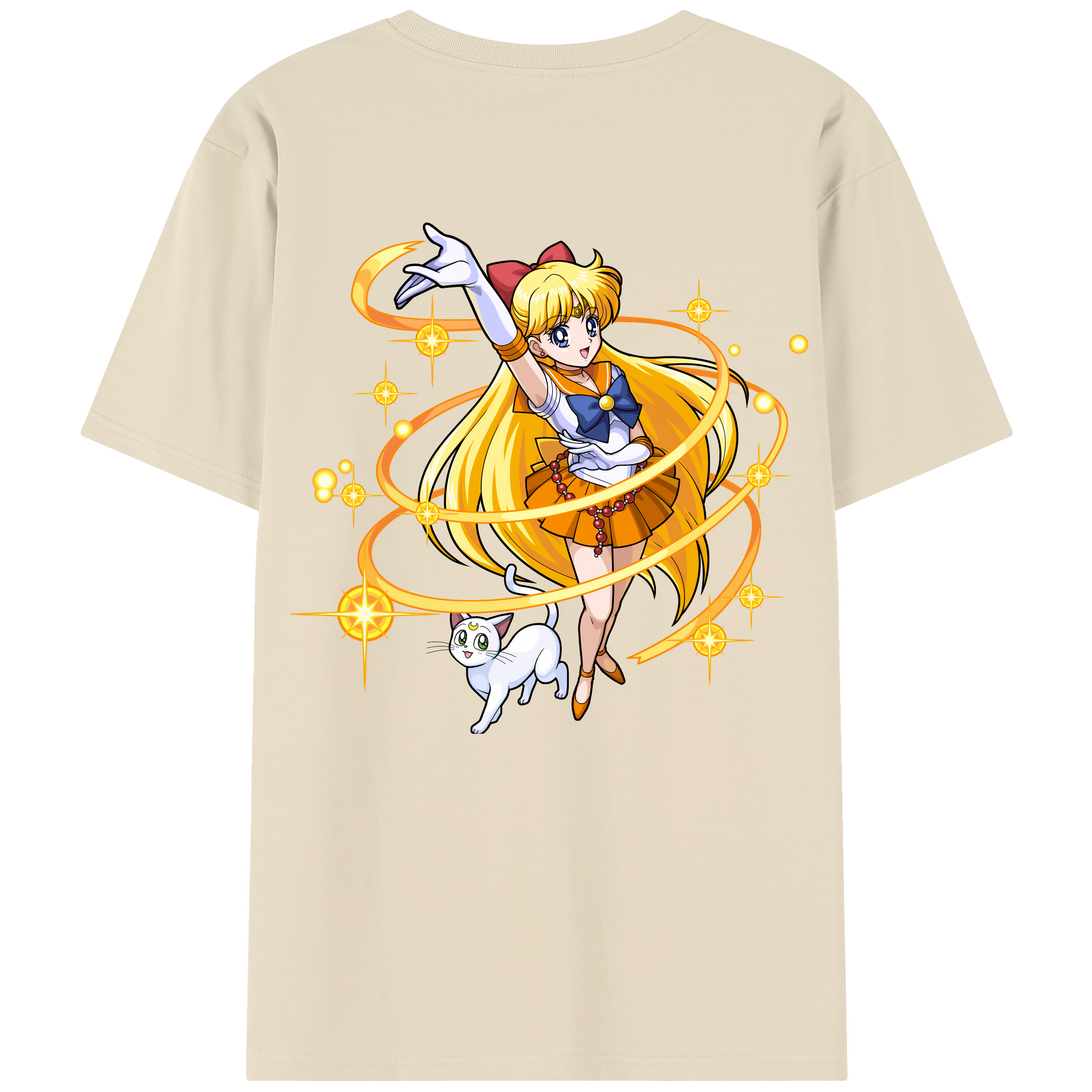（画像用） 美少女戦士セーラームーン 愛野 美奈子 あいの みなこ Sailor Moon Aino Minako 綿100％半袖Tシャツ（背面プリント）