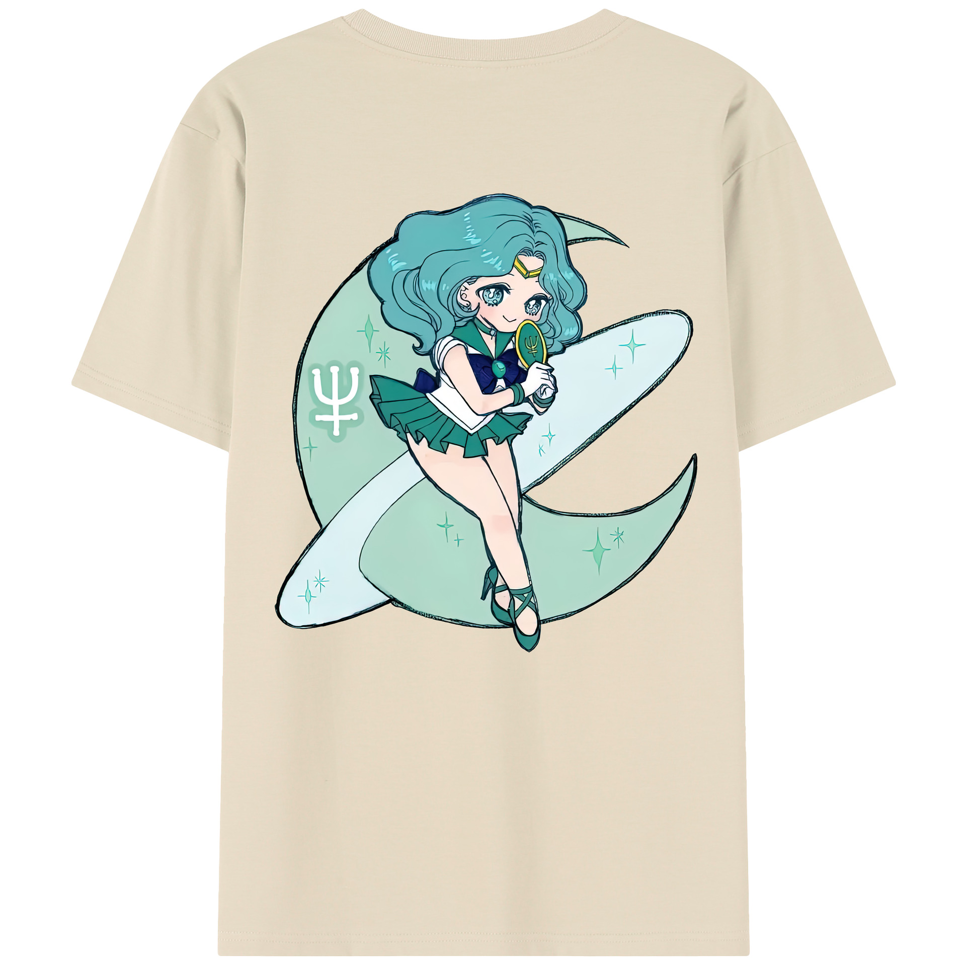 （画像用） 美少女戦士セーラームーン 海王 みちる（かいおう みちる） Sailor Moon Kaiou Michiru 綿100％半袖Tシャツ（背面プリント）