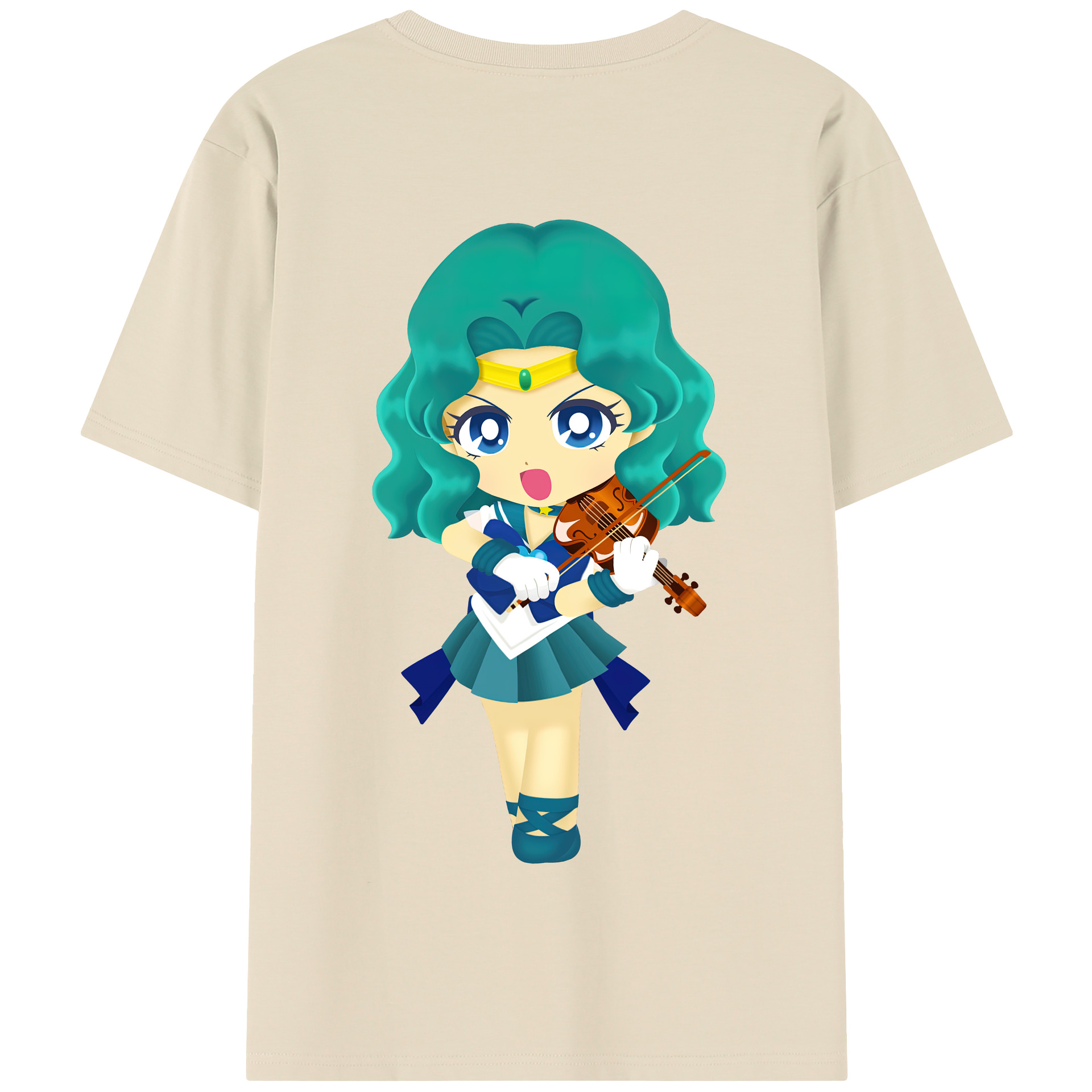 （画像用） 美少女戦士セーラームーン 海王 みちる（かいおう みちる） Sailor Moon Kaiou Michiru 綿100％半袖Tシャツ（背面プリント）