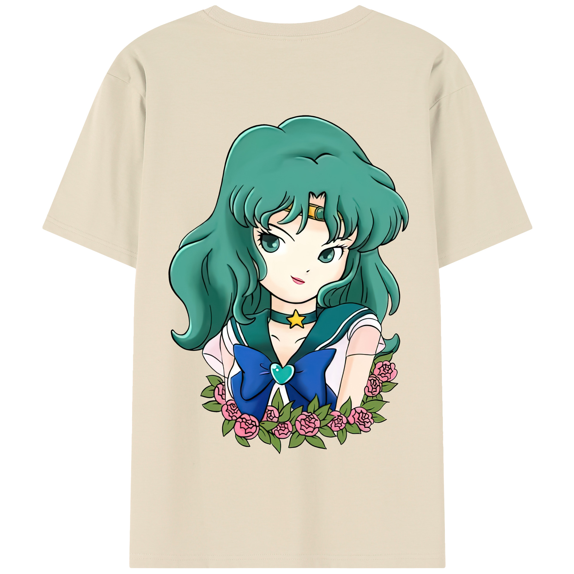 （画像用） 美少女戦士セーラームーン 海王 みちる（かいおう みちる） Sailor Moon Kaiou Michiru 綿100％半袖Tシャツ（背面プリント）