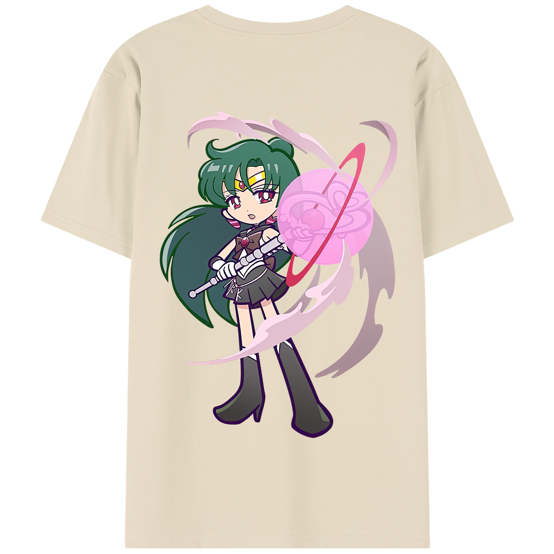 （画像用） 美少女戦士セーラームーン 冥王せつな Sailor Moon Meiou Setsuna 綿100％半袖Tシャツ（背面プリント）