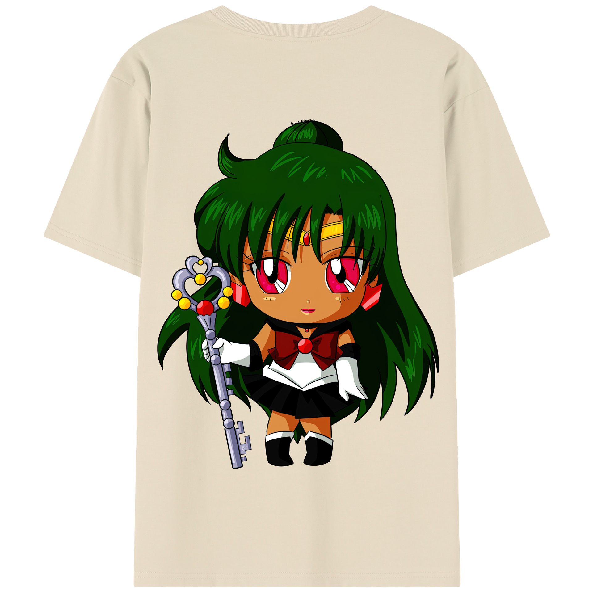 （画像用） 美少女戦士セーラームーン 冥王せつな Sailor Moon Meiou Setsuna 綿100％半袖Tシャツ（背面プリント）