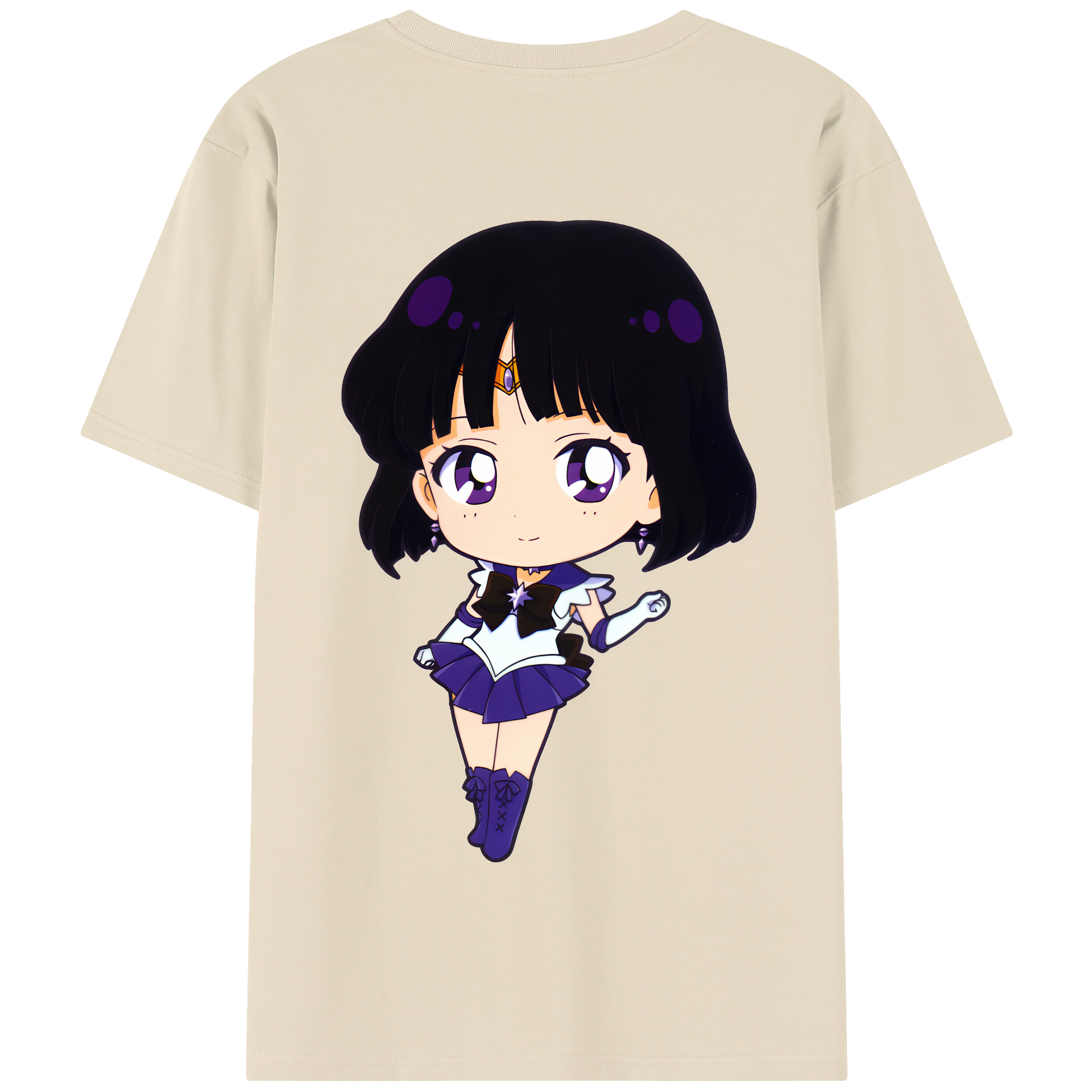 （画像用） 美少女戦士セーラームーン 土萠ほたる Sailor Moon Tomoe Hotaru （セーラーサターン；Sailor Saturn） 綿100％半袖Tシャツ（背面プリント）