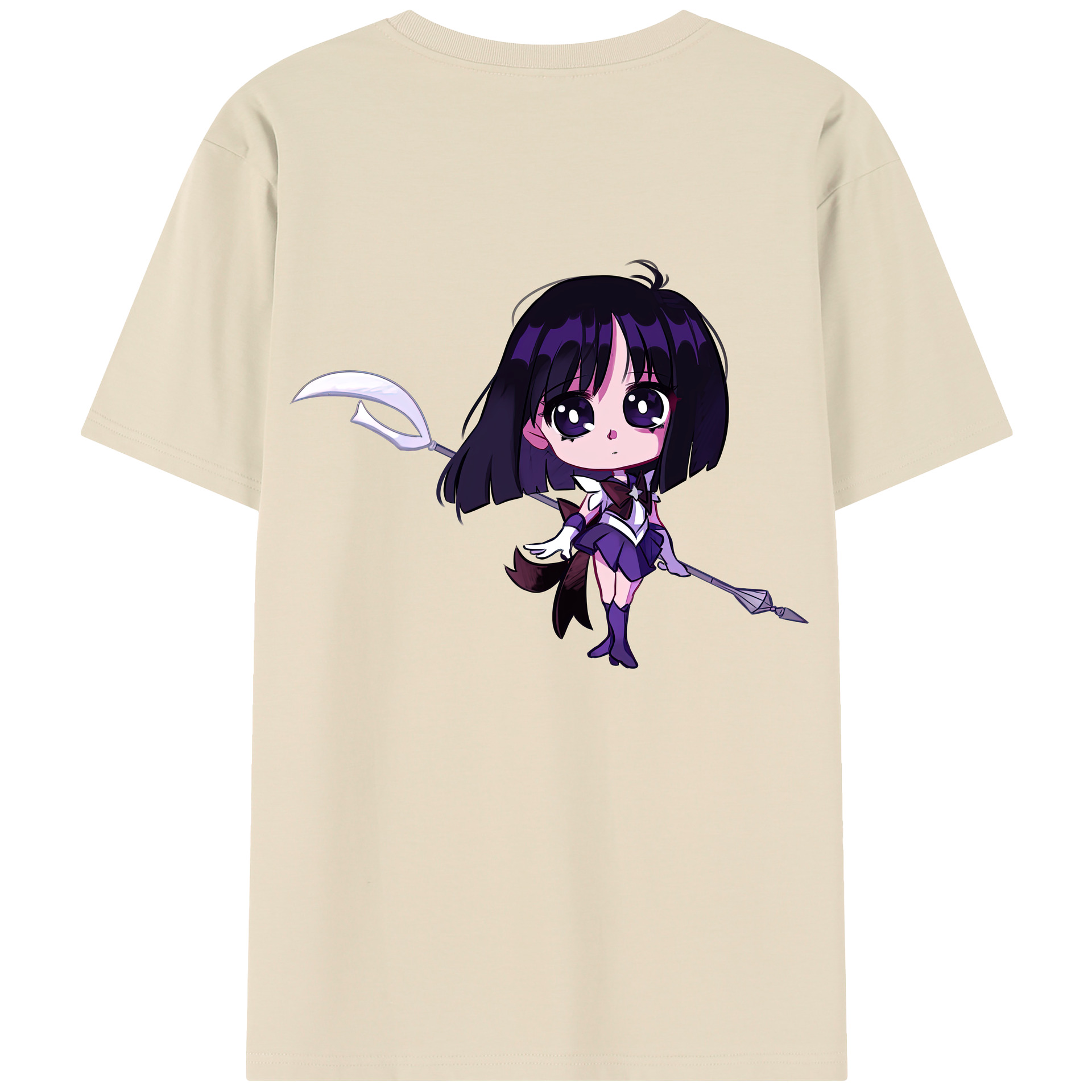 （画像用） 美少女戦士セーラームーン 土萠ほたる Sailor Moon Tomoe Hotaru （セーラーサターン；Sailor Saturn） 綿100％半袖Tシャツ（背面プリント）