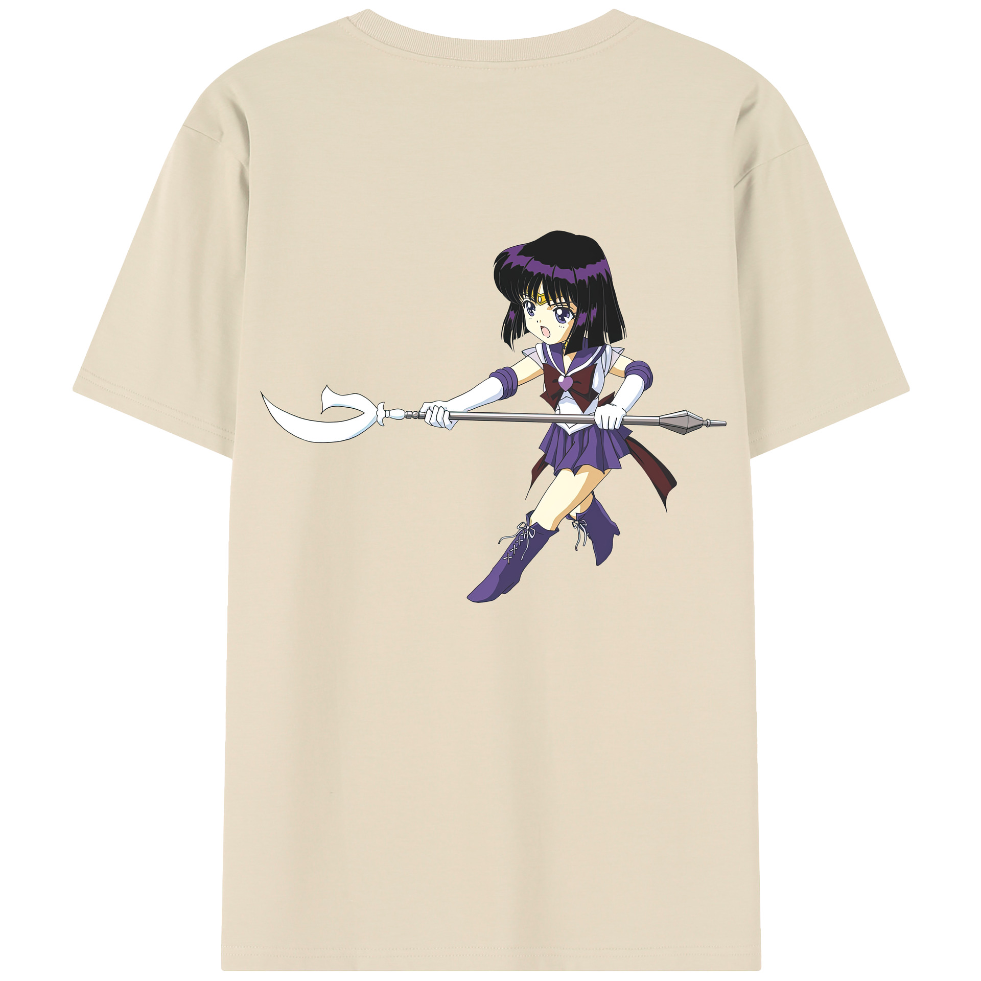 （画像用） 美少女戦士セーラームーン 土萠ほたる Sailor Moon Tomoe Hotaru （セーラーサターン；Sailor Saturn） 綿100％半袖Tシャツ（背面プリント）
