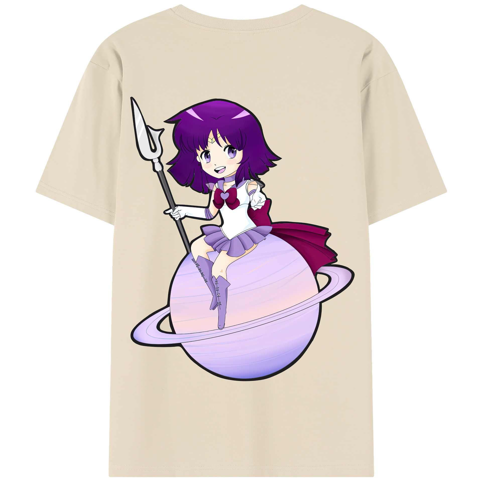 （画像用） 美少女戦士セーラームーン 土萠ほたる Sailor Moon Tomoe Hotaru （セーラーサターン；Sailor Saturn） 綿100％半袖Tシャツ（背面プリント）