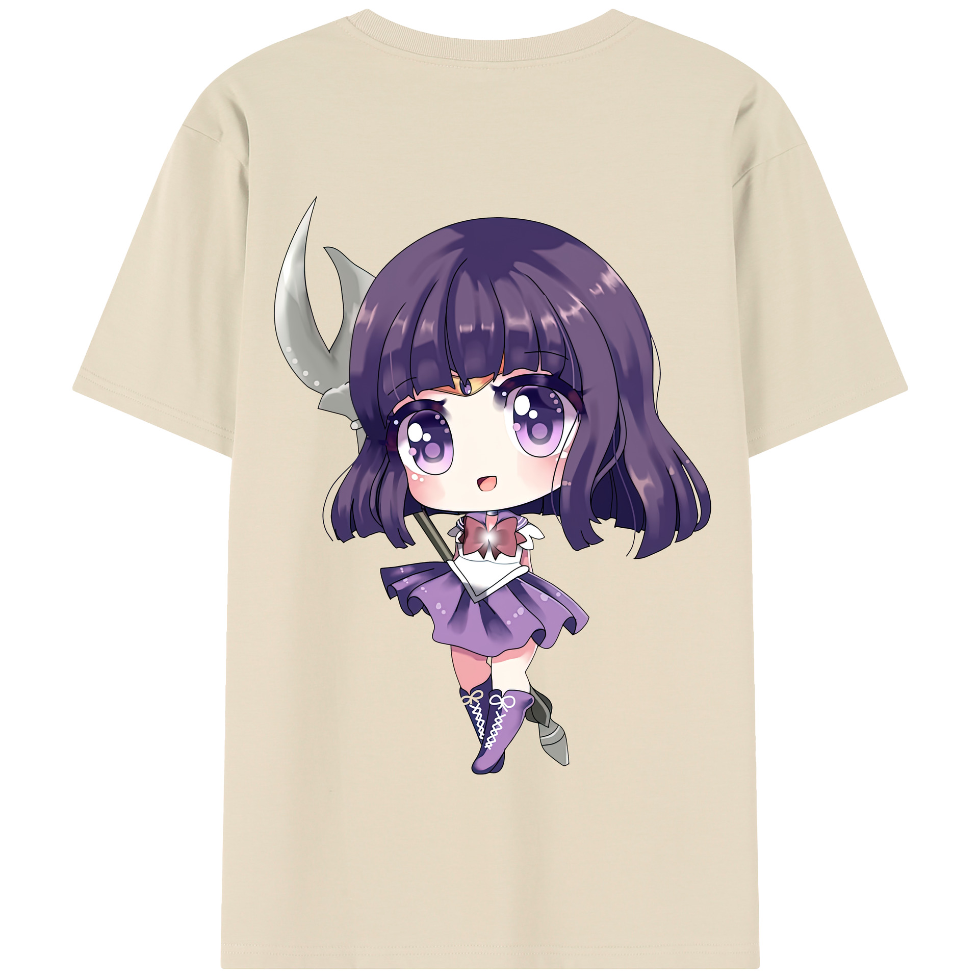 （画像用） 美少女戦士セーラームーン 土萠ほたる Sailor Moon Tomoe Hotaru （セーラーサターン；Sailor Saturn） 綿100％半袖Tシャツ（背面プリント）
