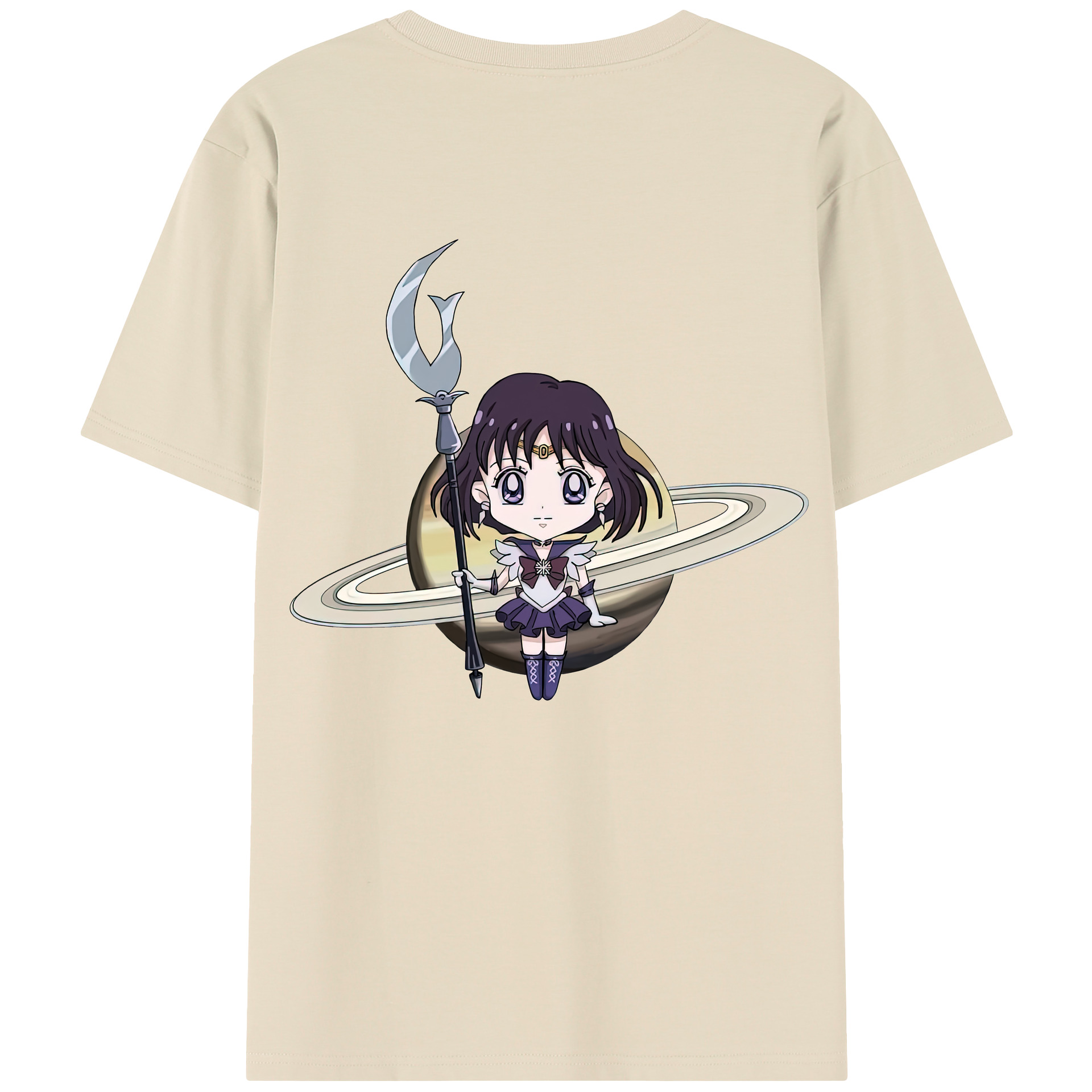 （画像用） 美少女戦士セーラームーン 土萠ほたる Sailor Moon Tomoe Hotaru （セーラーサターン；Sailor Saturn） 綿100％半袖Tシャツ（背面プリント）