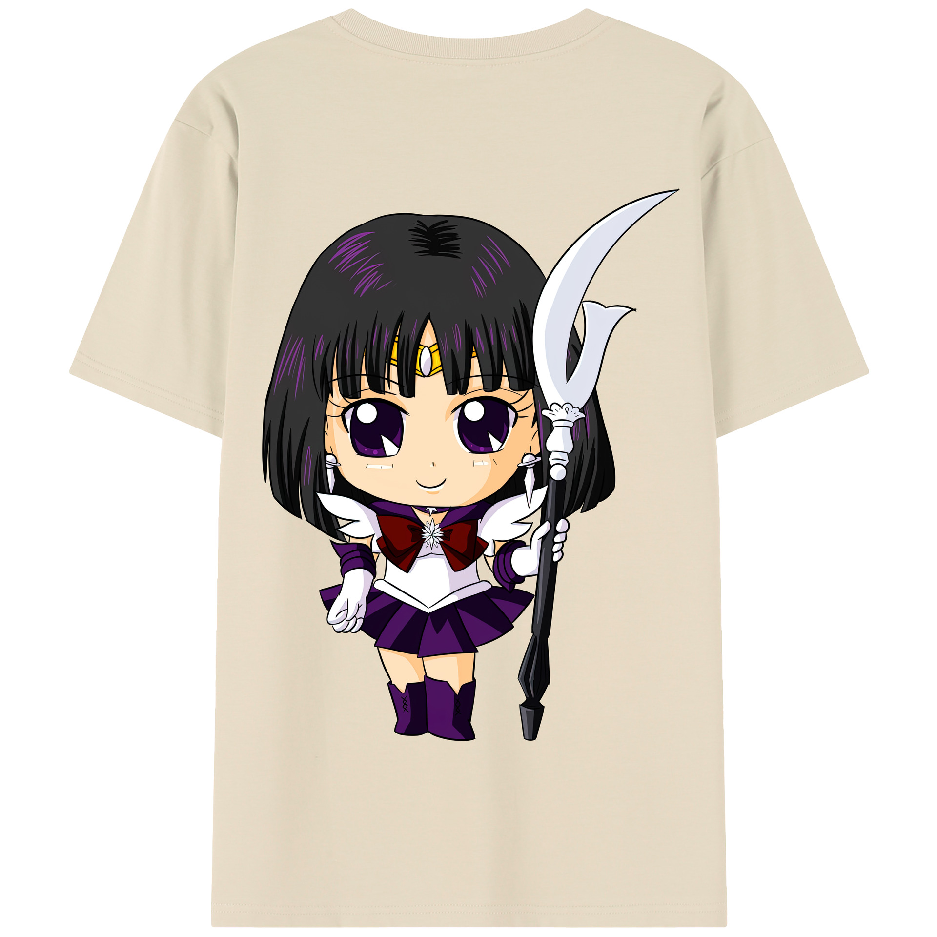 （画像用） 美少女戦士セーラームーン 土萠ほたる Sailor Moon Tomoe Hotaru （セーラーサターン；Sailor Saturn） 綿100％半袖Tシャツ（背面プリント）