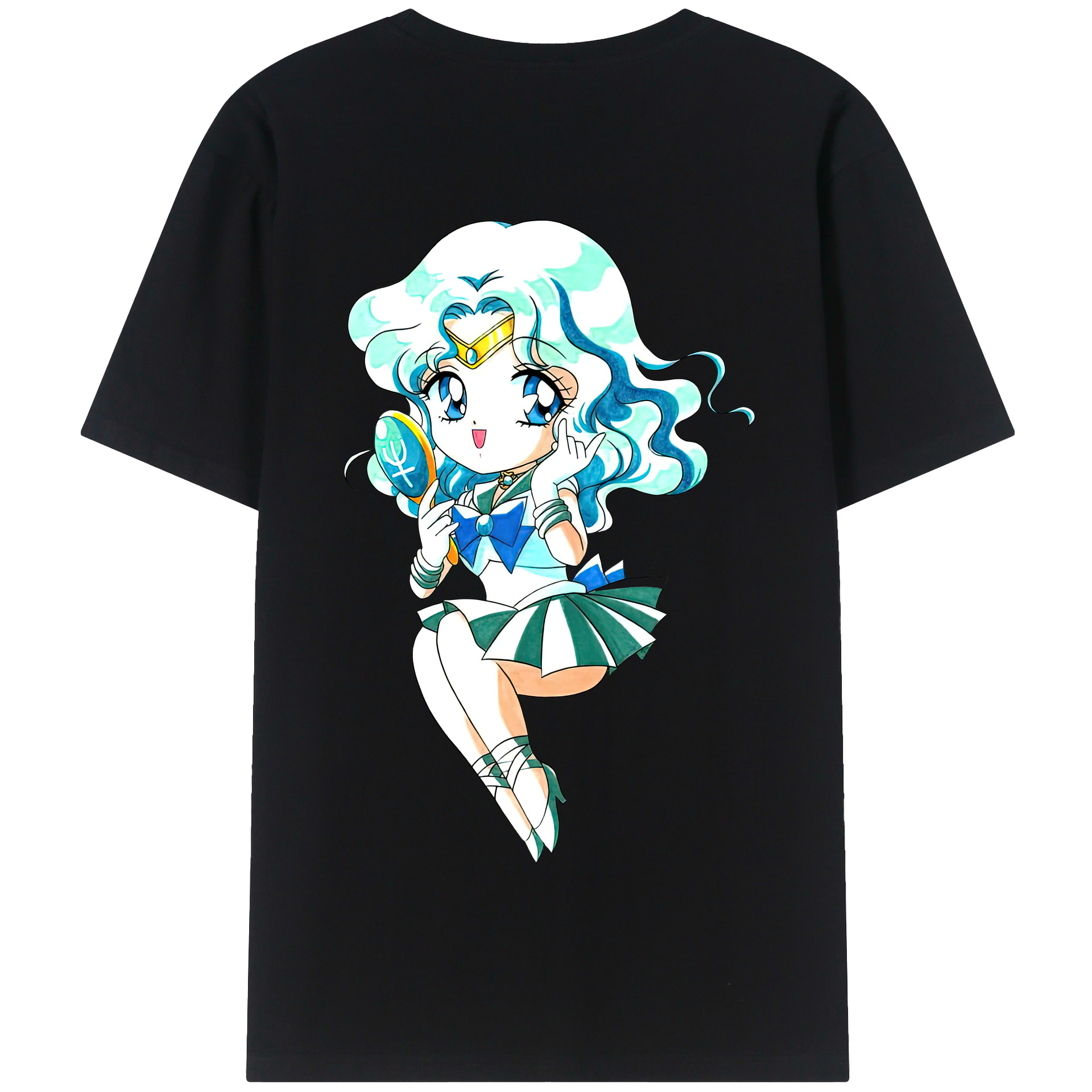 （画像用） 美少女戦士セーラームーン 海王 みちる（かいおう みちる） Sailor Moon Kaiou Michiru 綿100％半袖Tシャツ（背面プリント）