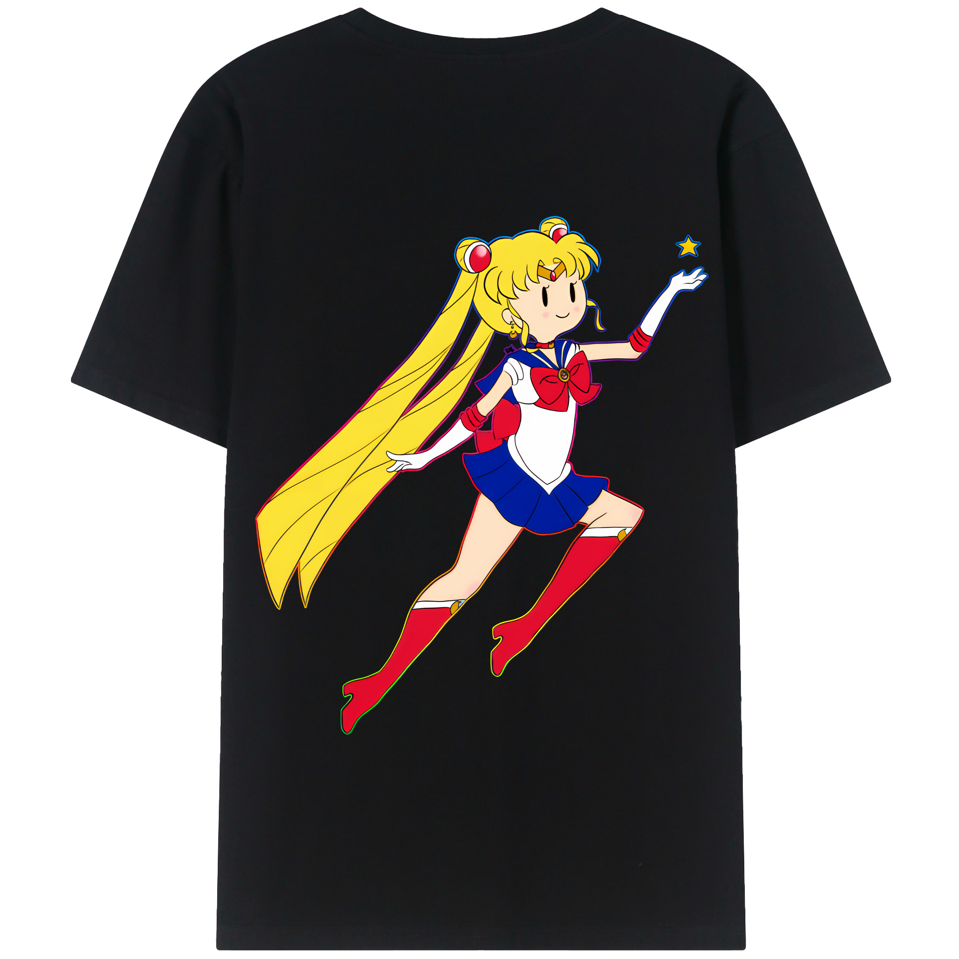 （画像用） 美少女戦士セーラームーン 月野 うさぎ つきの うさぎ Sailor Moon Tsukino Usagi 綿100％半袖Tシャツ（背面プリント）
