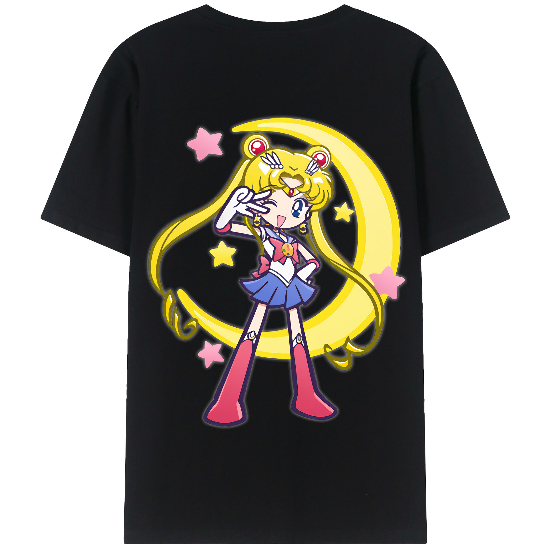 （画像用） 美少女戦士セーラームーン 月野 うさぎ つきの うさぎ Sailor Moon Tsukino Usagi 綿100％半袖Tシャツ（背面プリント）