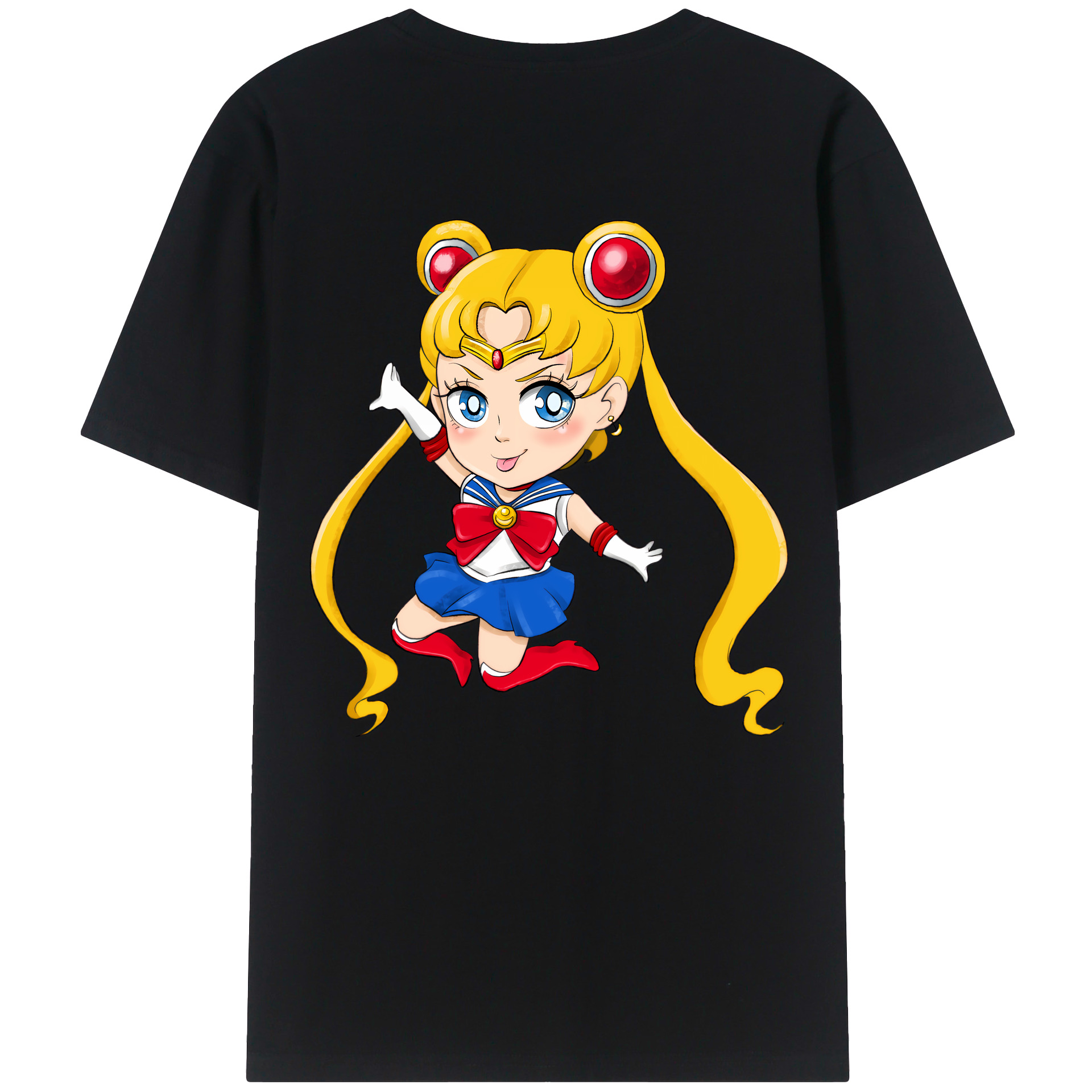 （画像用） 美少女戦士セーラームーン 月野 うさぎ つきの うさぎ Sailor Moon Tsukino Usagi 綿100％半袖Tシャツ（背面プリント）
