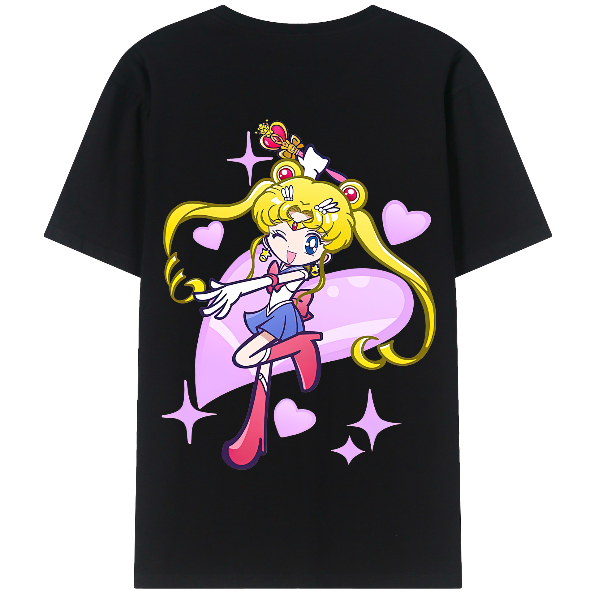（画像用） 美少女戦士セーラームーン 月野 うさぎ つきの うさぎ Sailor Moon Tsukino Usagi 綿100％半袖Tシャツ（背面プリント）