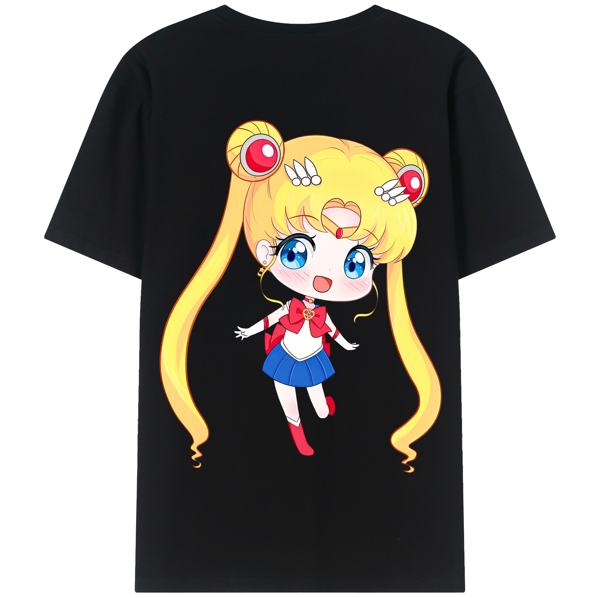 （画像用） 美少女戦士セーラームーン 月野 うさぎ つきの うさぎ Sailor Moon Tsukino Usagi 綿100％半袖Tシャツ（背面プリント）